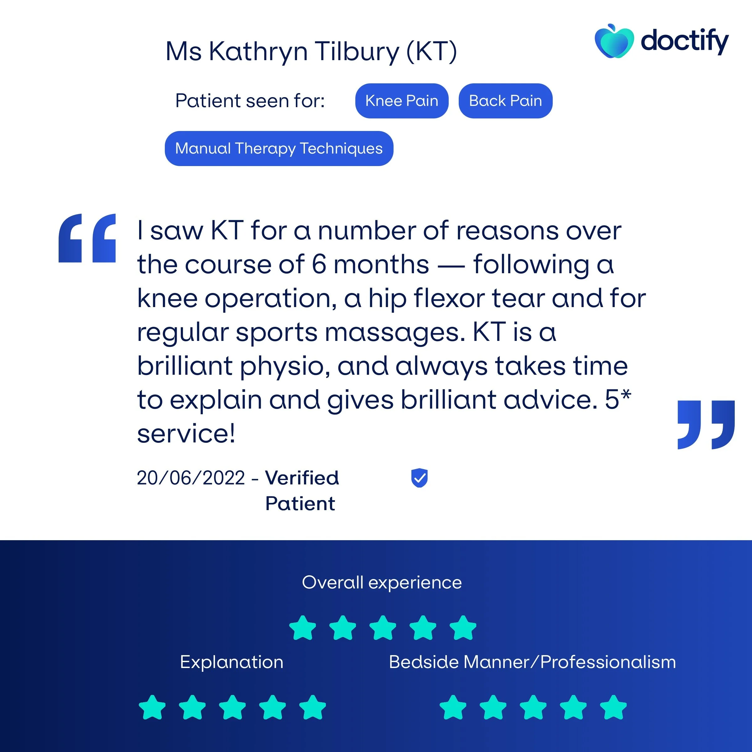 Doctify review physiotherapy London 