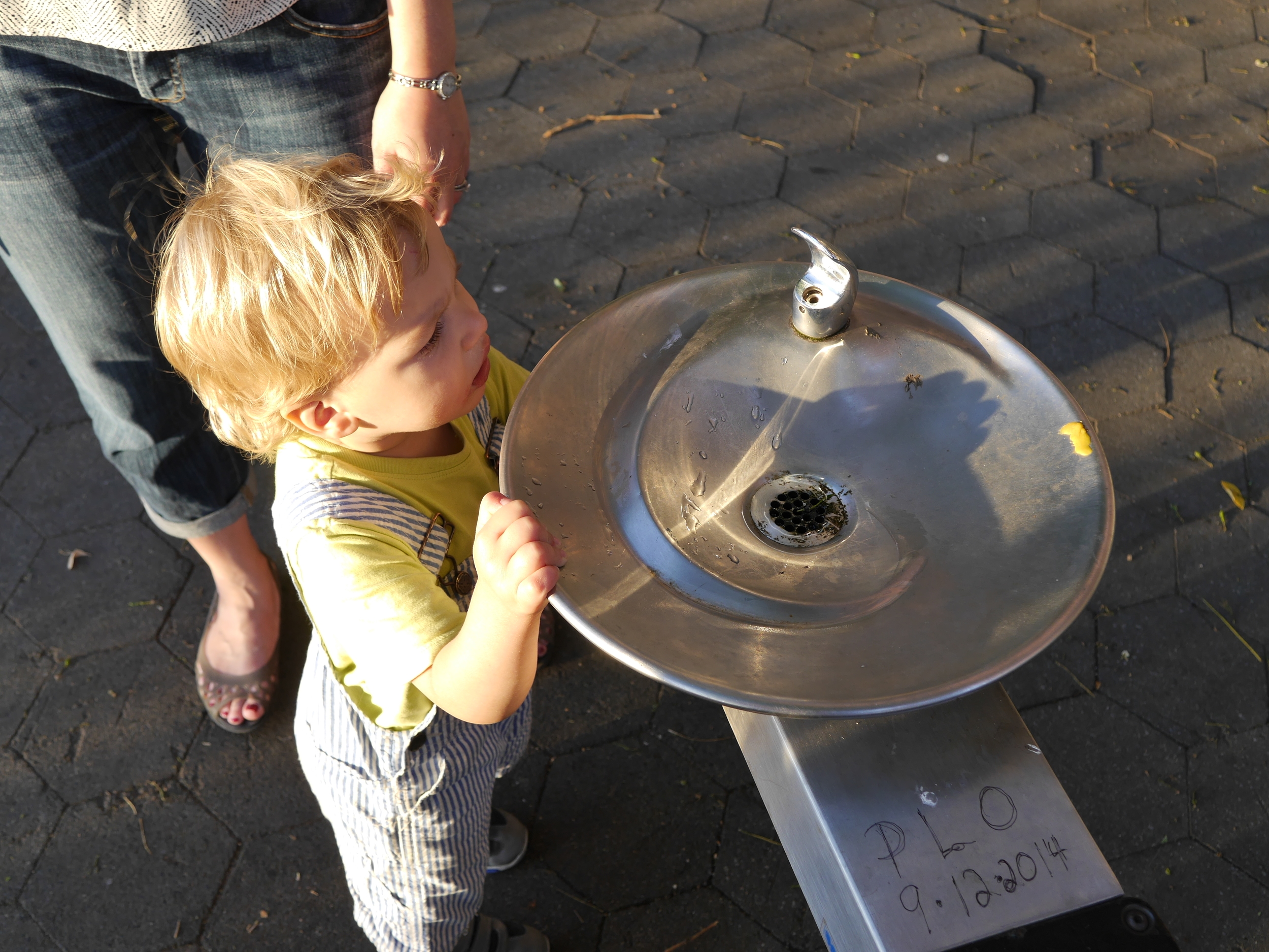  Water fountains are tricky when you're short. 