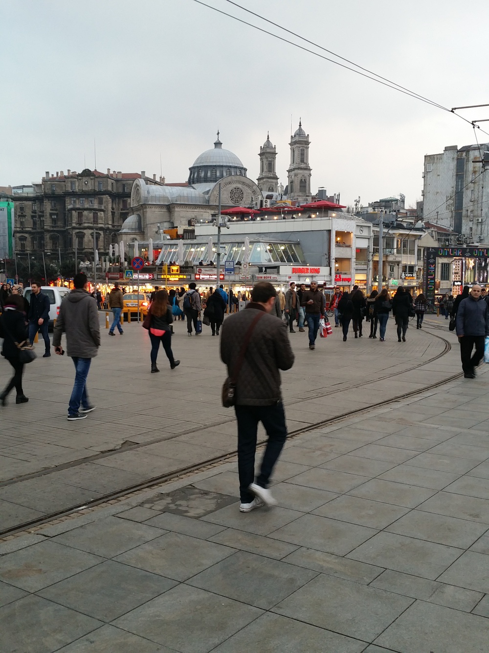  Looking towards İstiklâl Caddesi from Taksim Square. Alas, we did not eat at Burger King. 