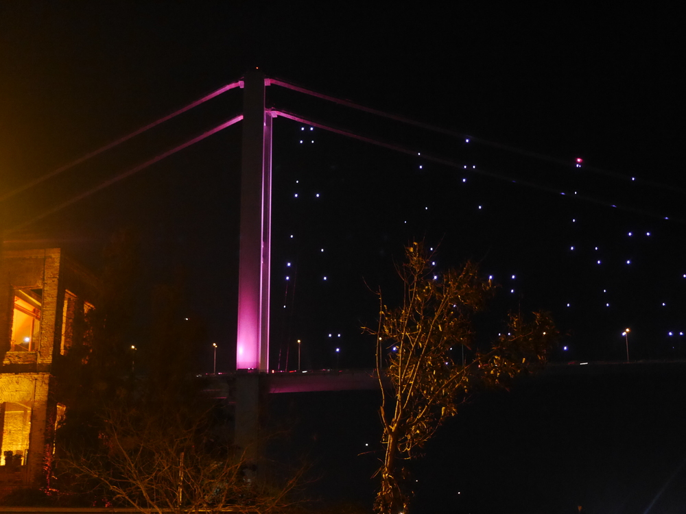  The Bosphorus Bridge (pleasantly lit up) at night. 