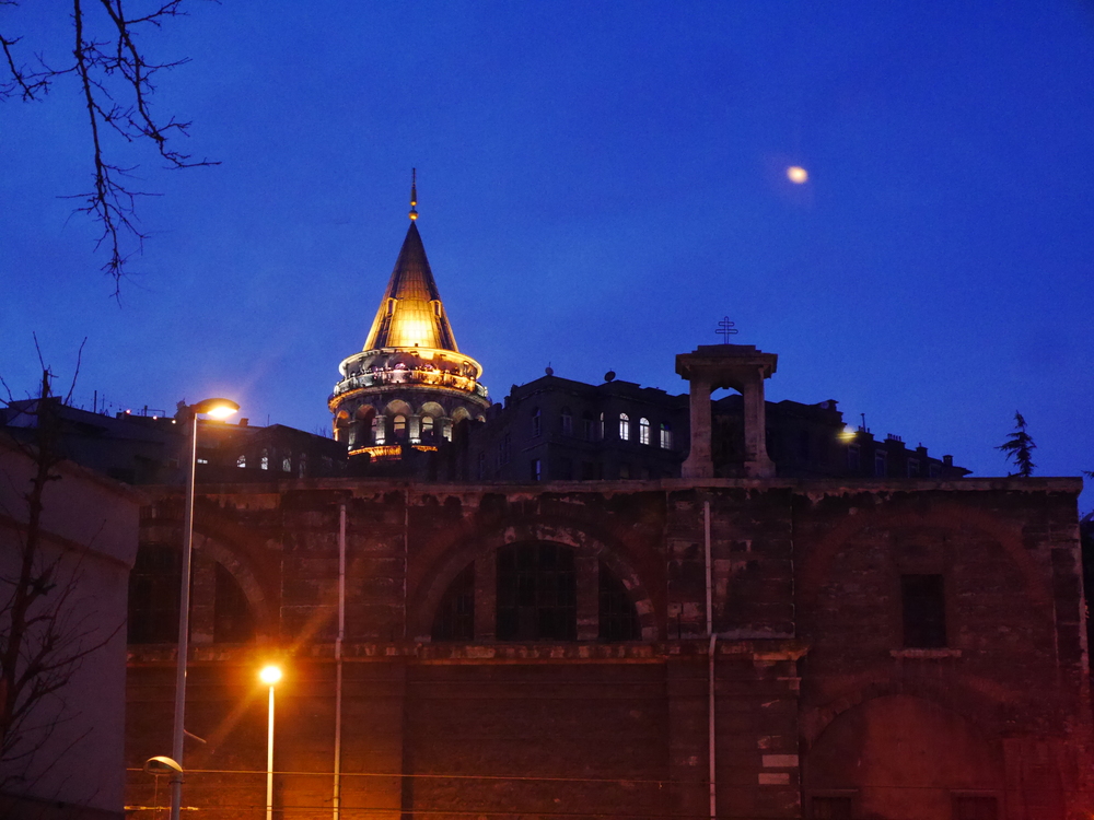  Galata Tower at night. 