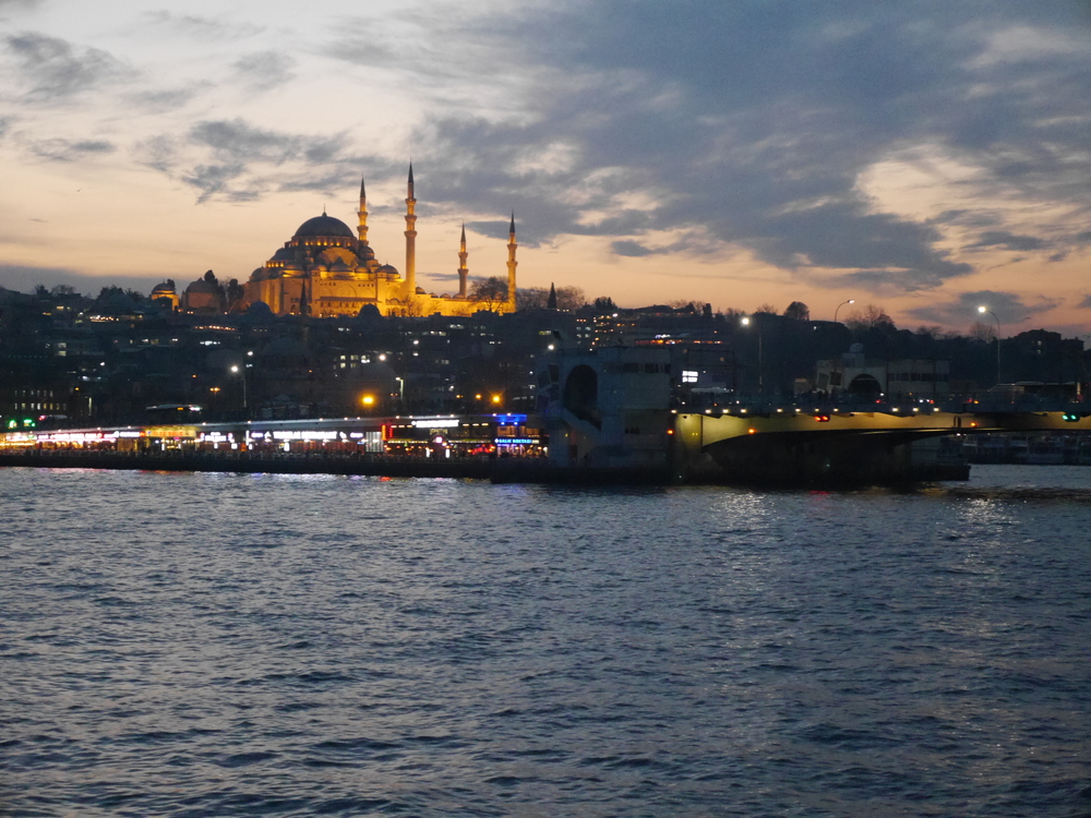  Suleymaniye Mosque at night. 