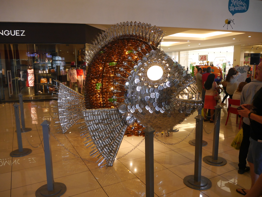  A giant fish made from cookware. Seemed a bit too uniform to actually have been recycled, though... 