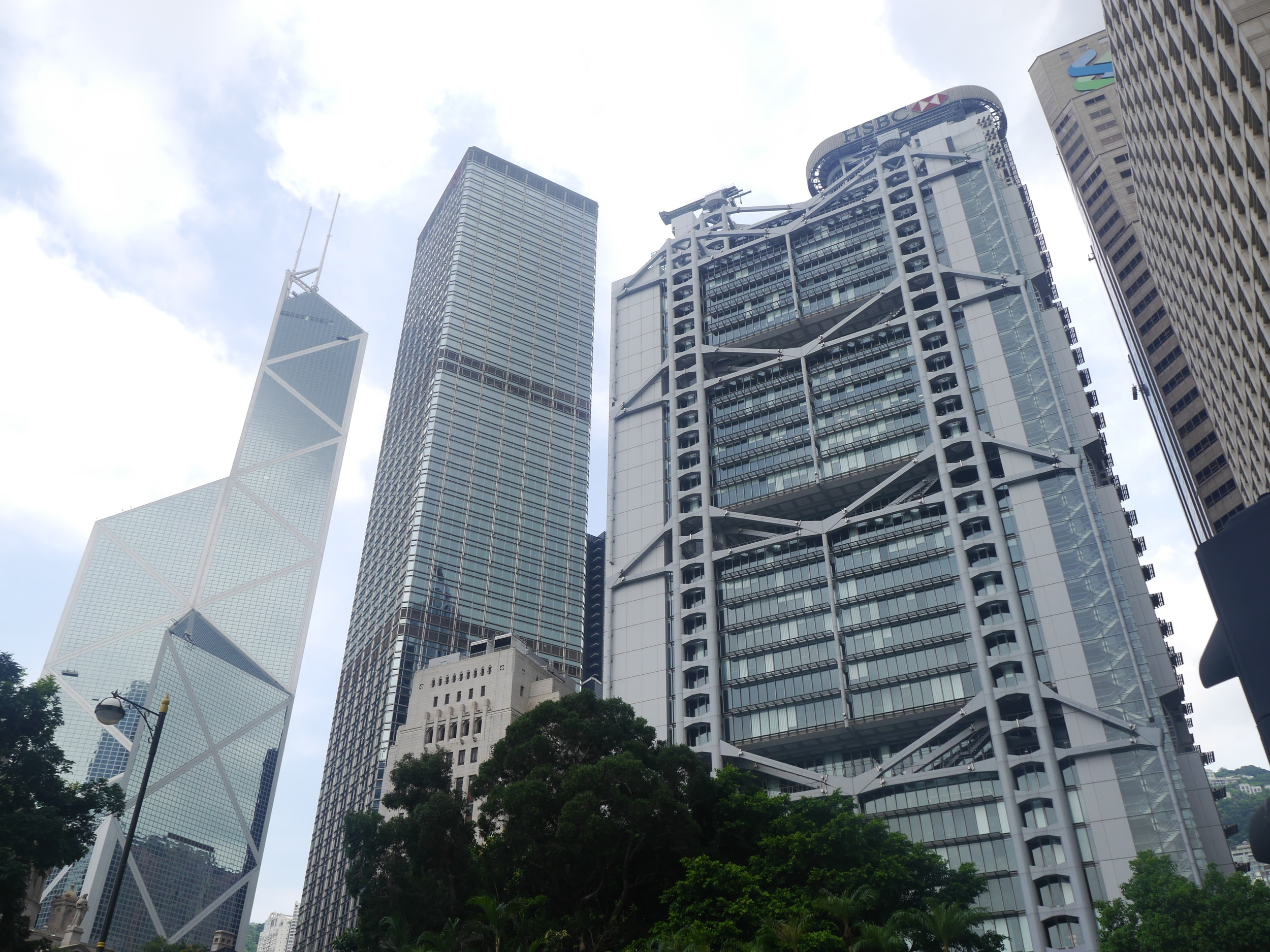  Two of the more famous buildings in Hong Kong. The  Bank of China Tower  on the left and the  HSBC Building  on the right. 