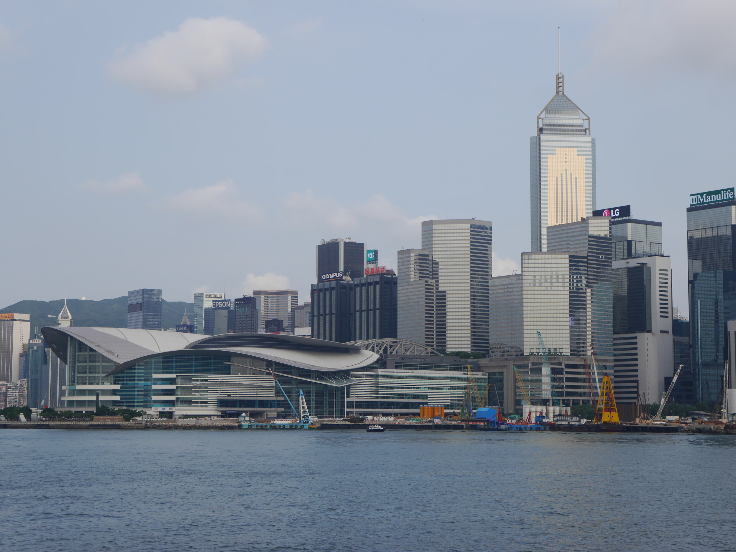  More of the waterfront, featuring the  Hong Kong Convention and Exhibition Centre  on the left. 