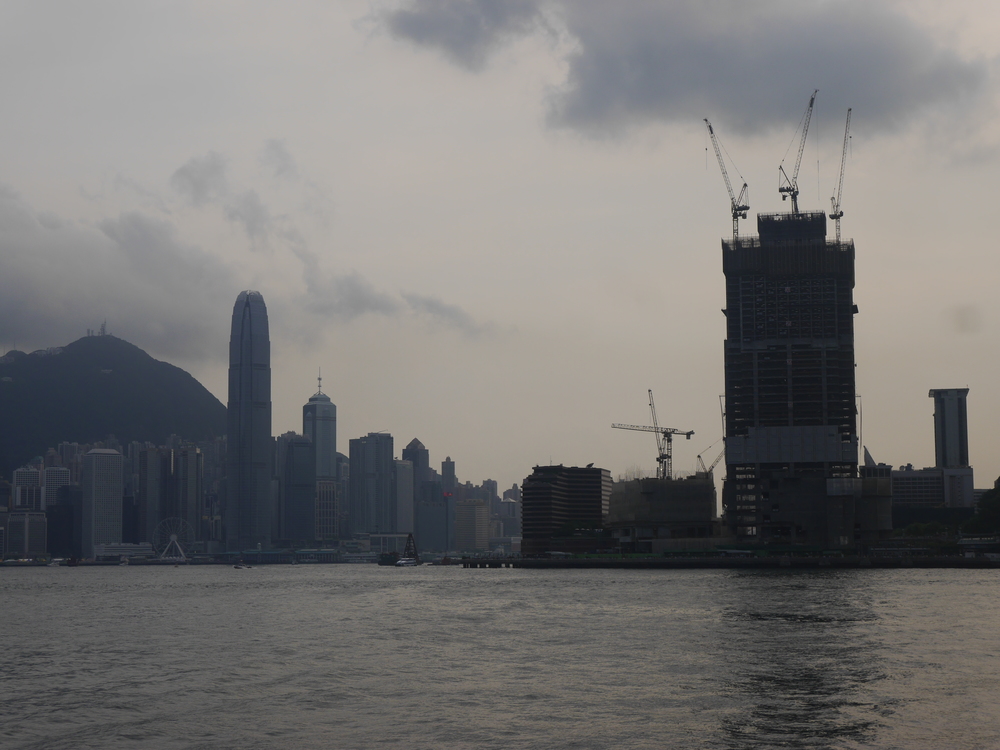  The backlit building under construction on the  Kowloon  side looks sort of ominous here. 