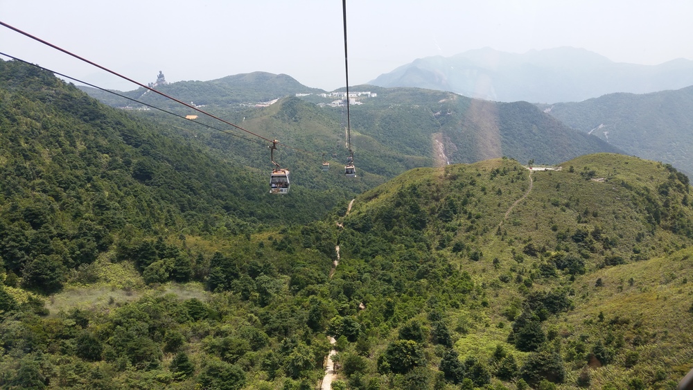  Our first sighting of the Tian Tan Buddha (top left). 