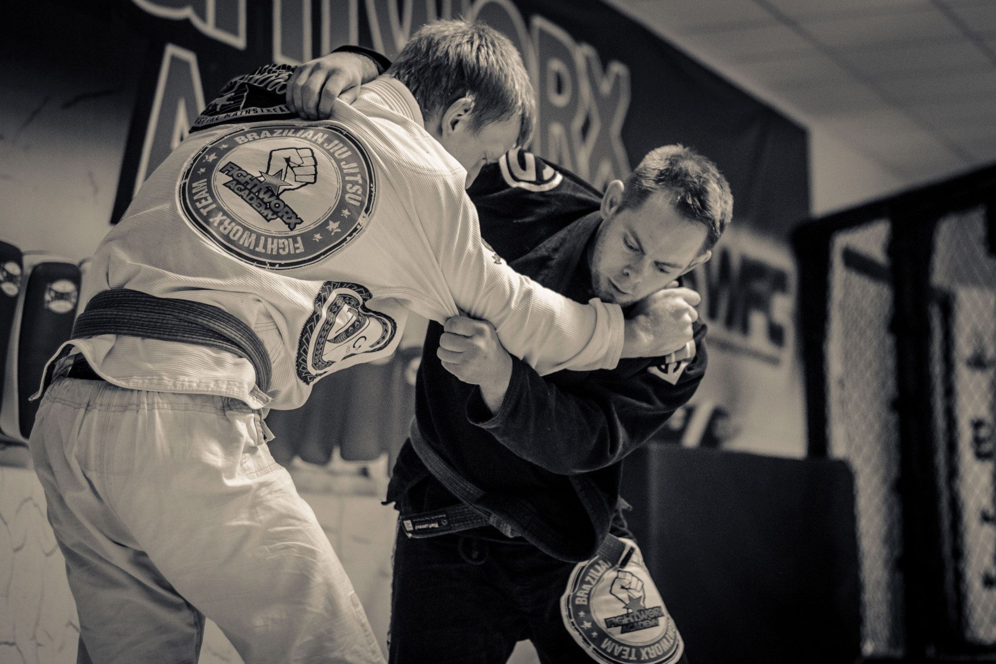 Head Instructor Darren Yeoman setting up the throw. BJJ covers stand up grappling techniques similar to Judo