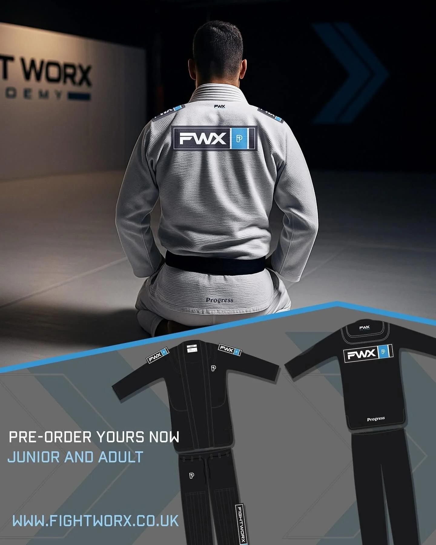 🔥 FWX x Progress JJ Gi &ndash; Preorder Now Live! 🔥

We&rsquo;ve teamed up with Progress JJ to create an exclusive Fightworx Academy Gi &ndash; available in both white and black, with sizes for kids and adults.

Built for training and competition:
