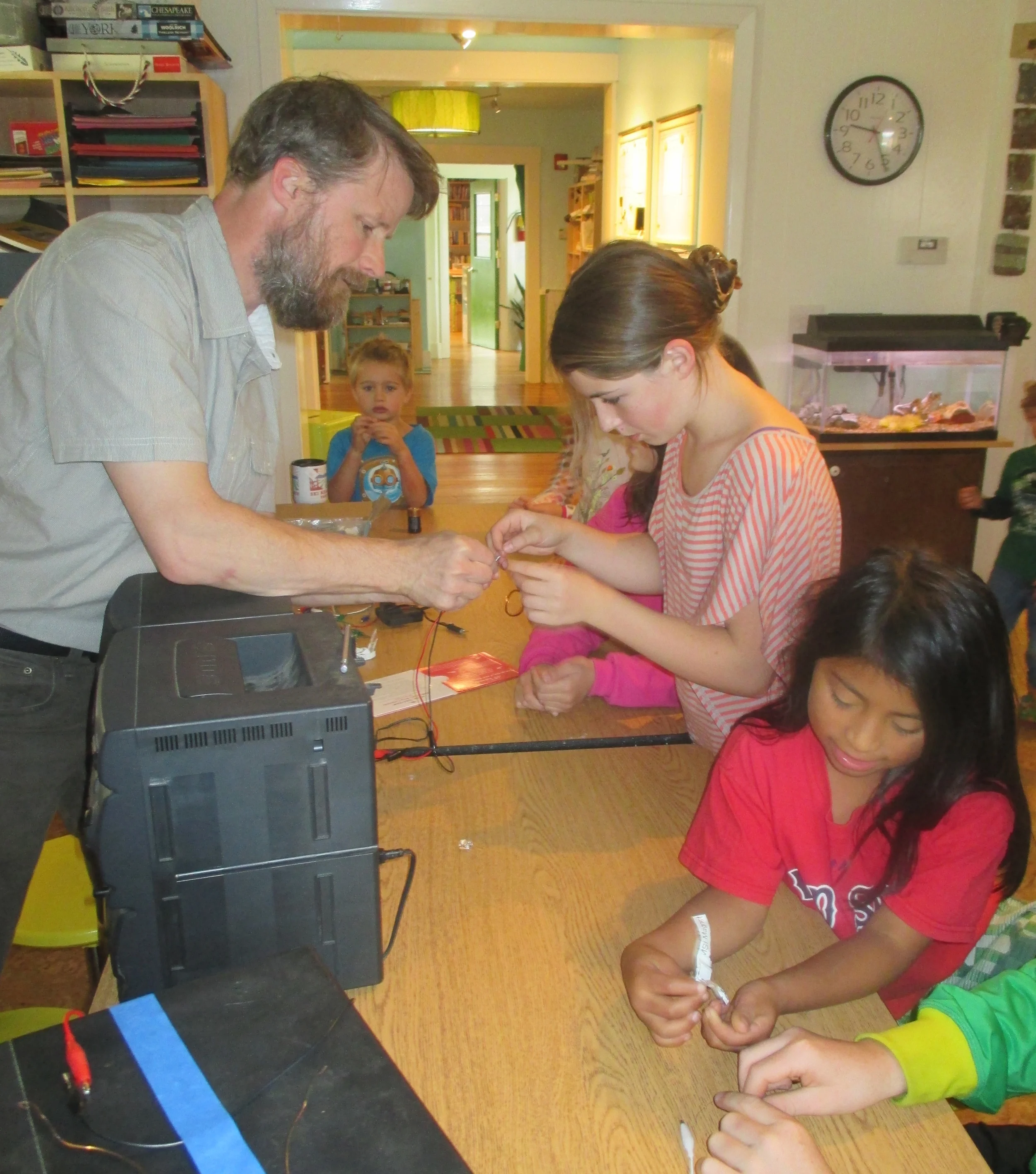 Bill Church of WMSI, white mountain science institute, joins students in our "building and mechanics" journey