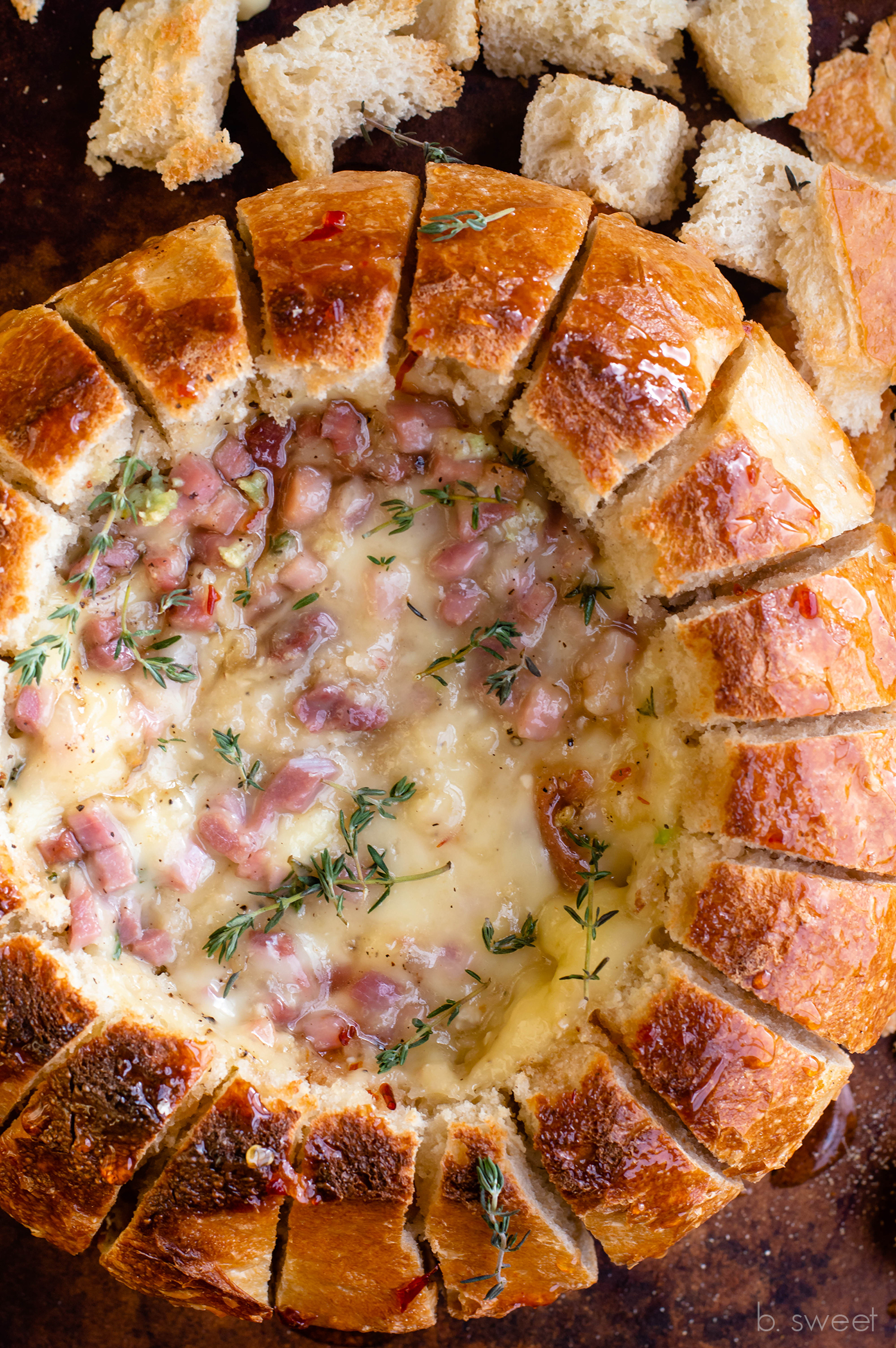 Garlic Prosciutto and Hot Honey Baked Brie Bread Bowl