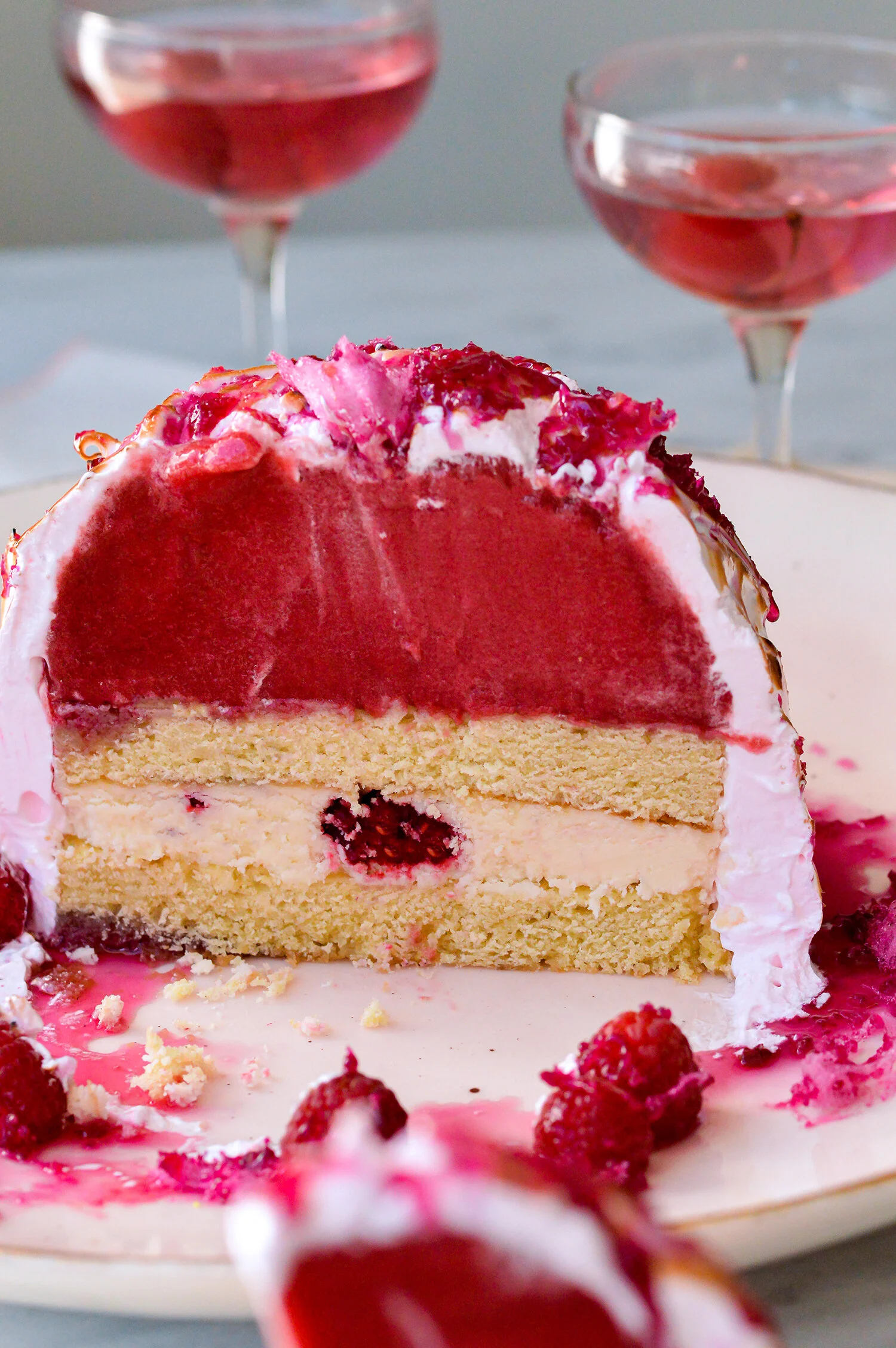 Valentine's Day Raspberry Cotton Candy Baked Alaska — b. sweet