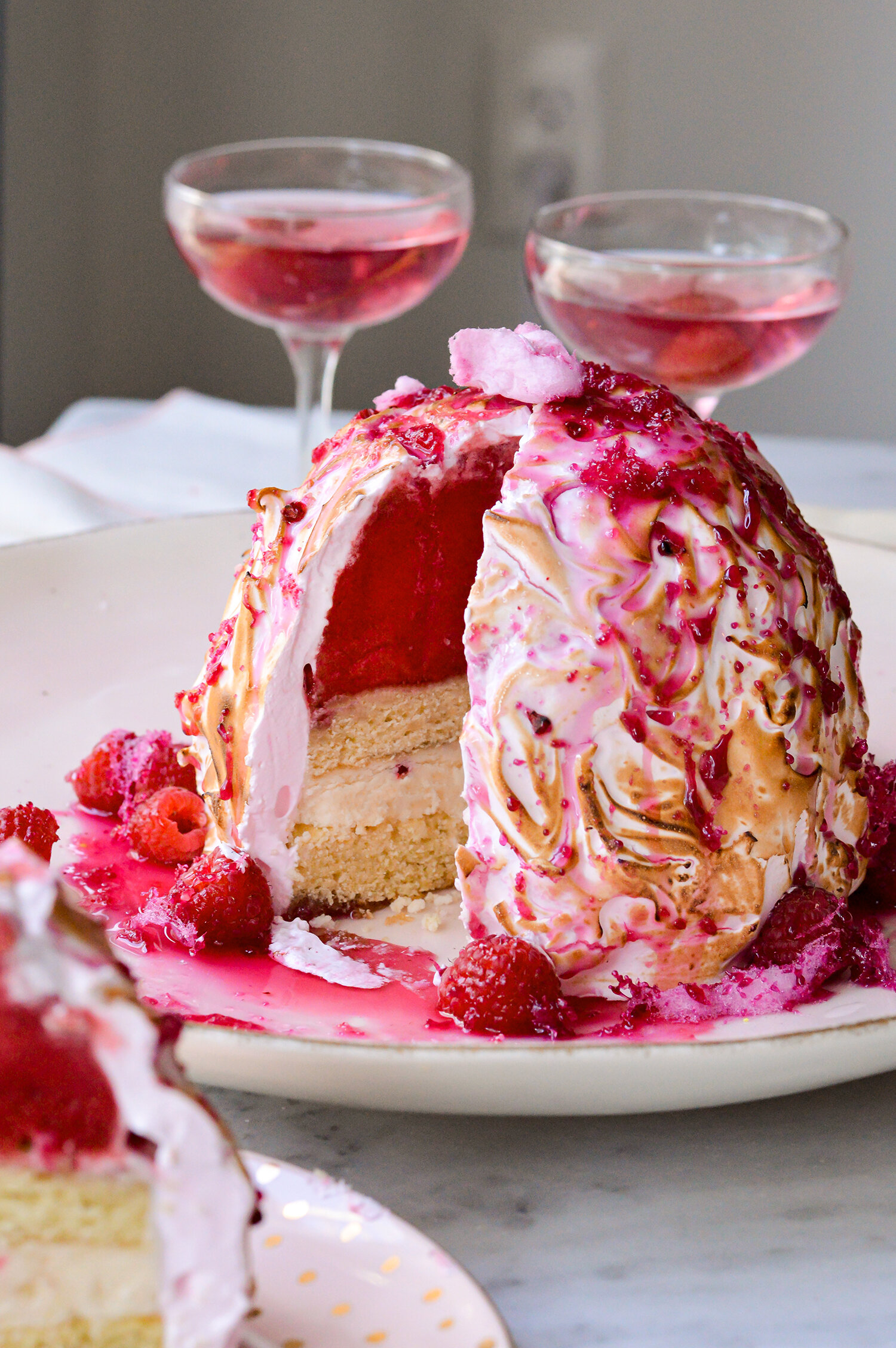 Valentine's Day Raspberry Cotton Candy Baked Alaska — b. sweet
