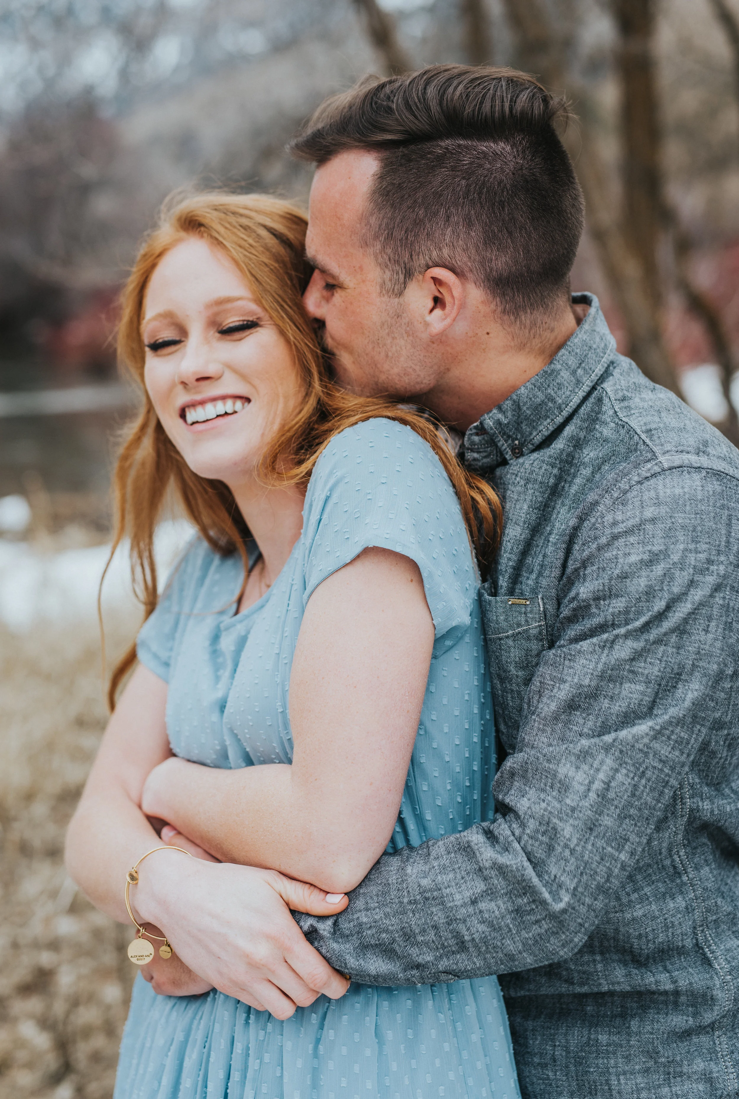  logan canyon winter engagement photo shoot session engagement photo shoot session goal couple goals beautiful couple adorable light blue short sleeved dress client attire inspiration professional utah photographer #winter #engagementsession #coupleg