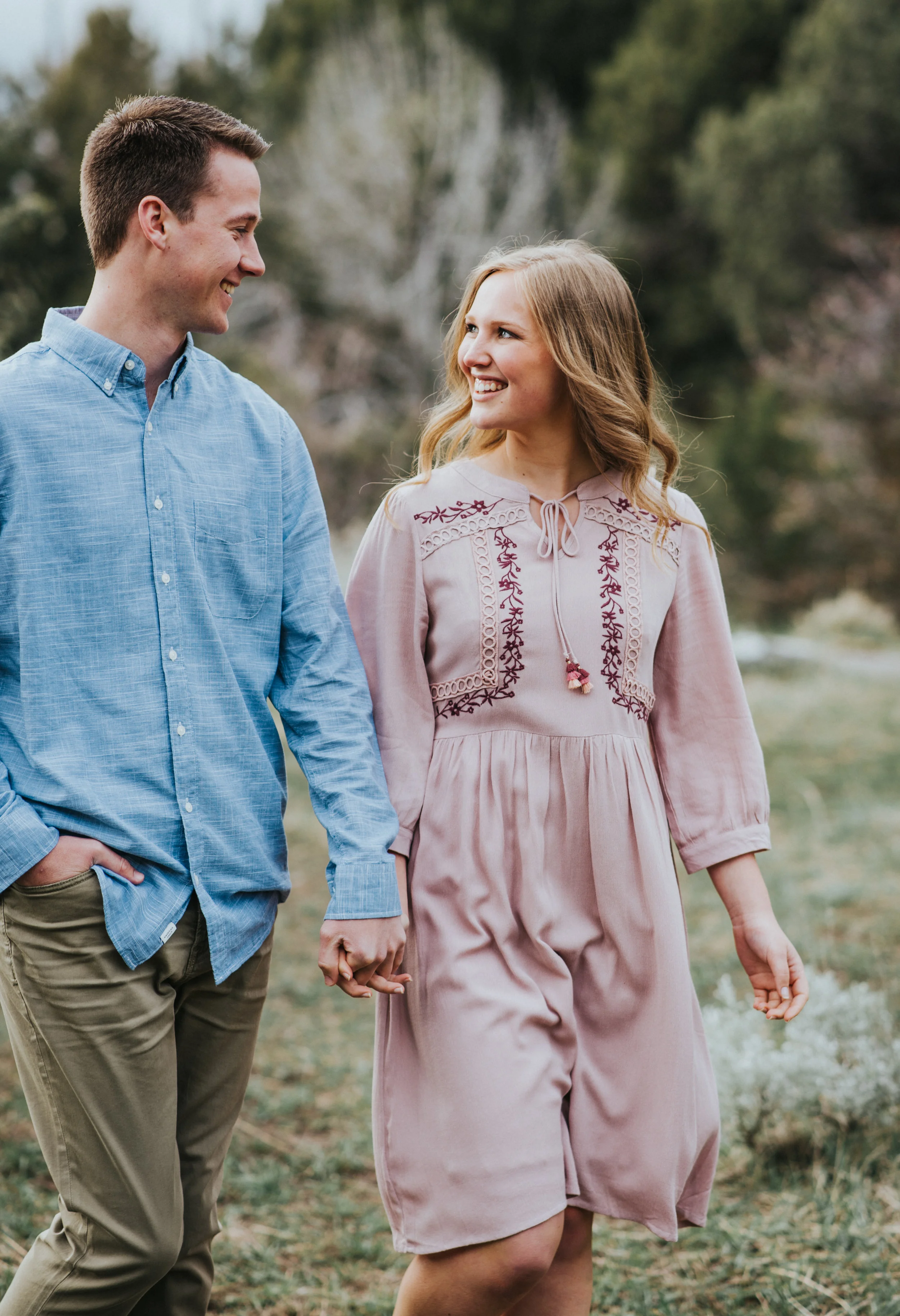  Green canyon engagement session Logan Utah engagement session engagement photo ideas couple posing ideas couple holding hands happy couple joyful couple couple looking at each other couple walking together what to wear to engagement photos blue and 
