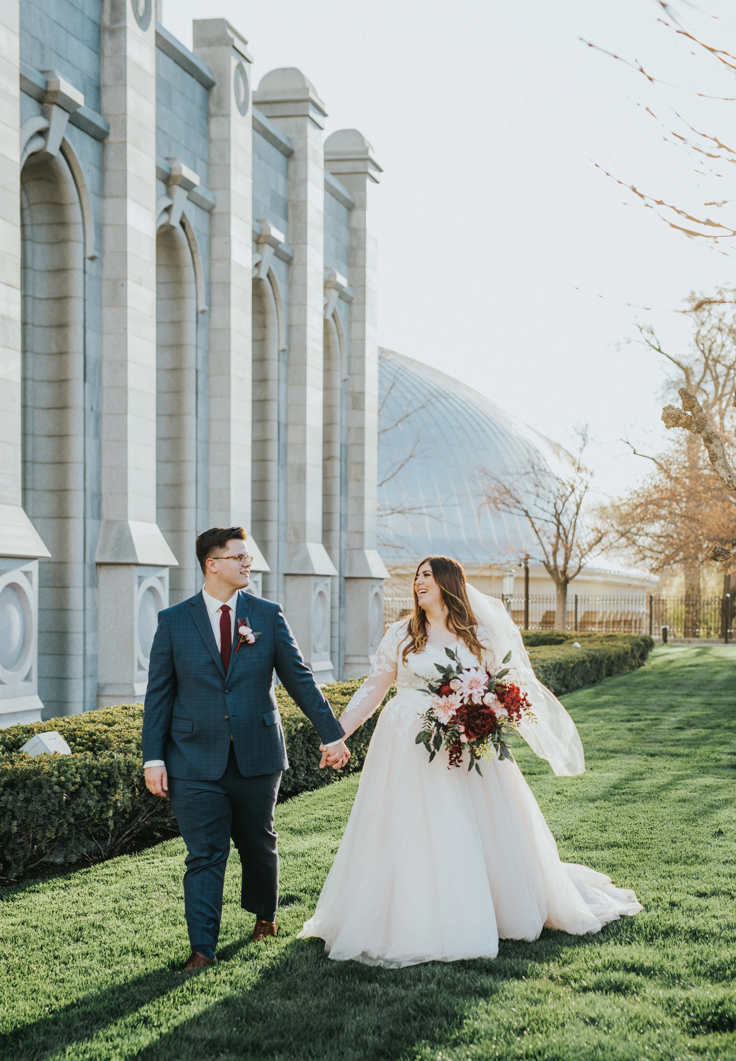  walking through temple grounds beautiful princess dress wedding dress style inspiration  unique temple ground photo shoot session love utah lds wedding photo shoot session wedding aesthetic goals #ldswedding #mormon #utah #saltlakecity #formalweddin