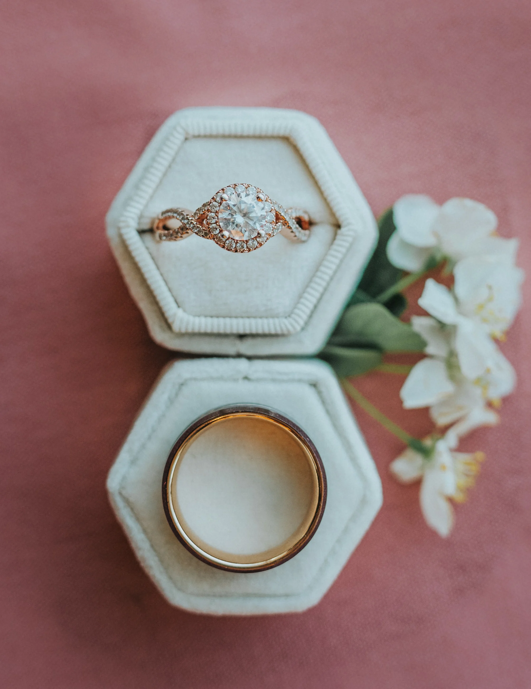  salt lake wedding photographer ring styling engagement ring ring box wedding flowers diamond ring wedding band utah wedding photographer wedding bands ring box styling rings laying down how to style wedding rings engagement rings standing up colorfu