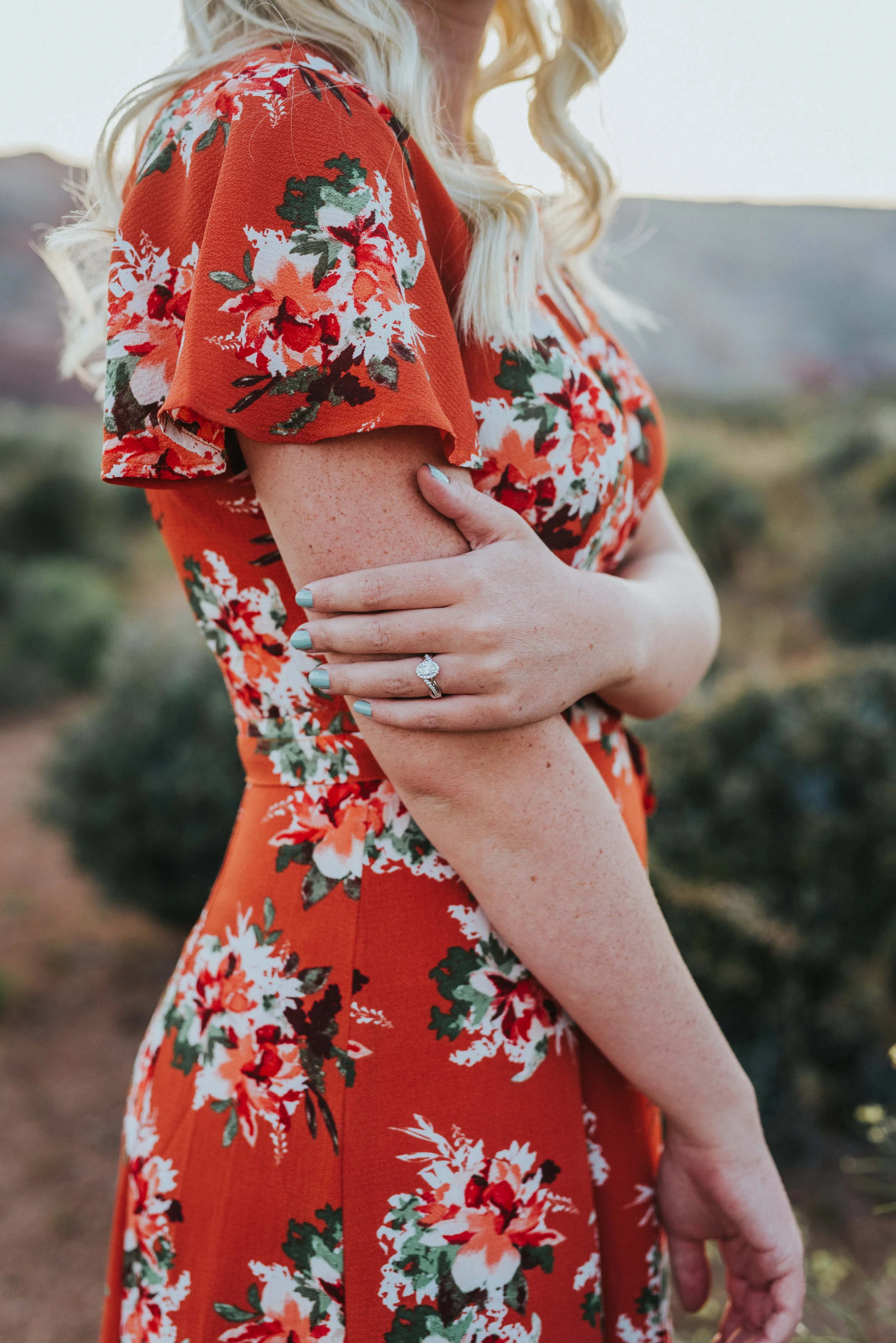  portrait floral bohemian dress snow canyon utah tall grass backdrop mountains saint george photographer fiance romantic #saintgeorgephotography #snowcanyon #engagementsession #utah #hairinspiration #outfitinspo #northernutahphotographer #natureengag