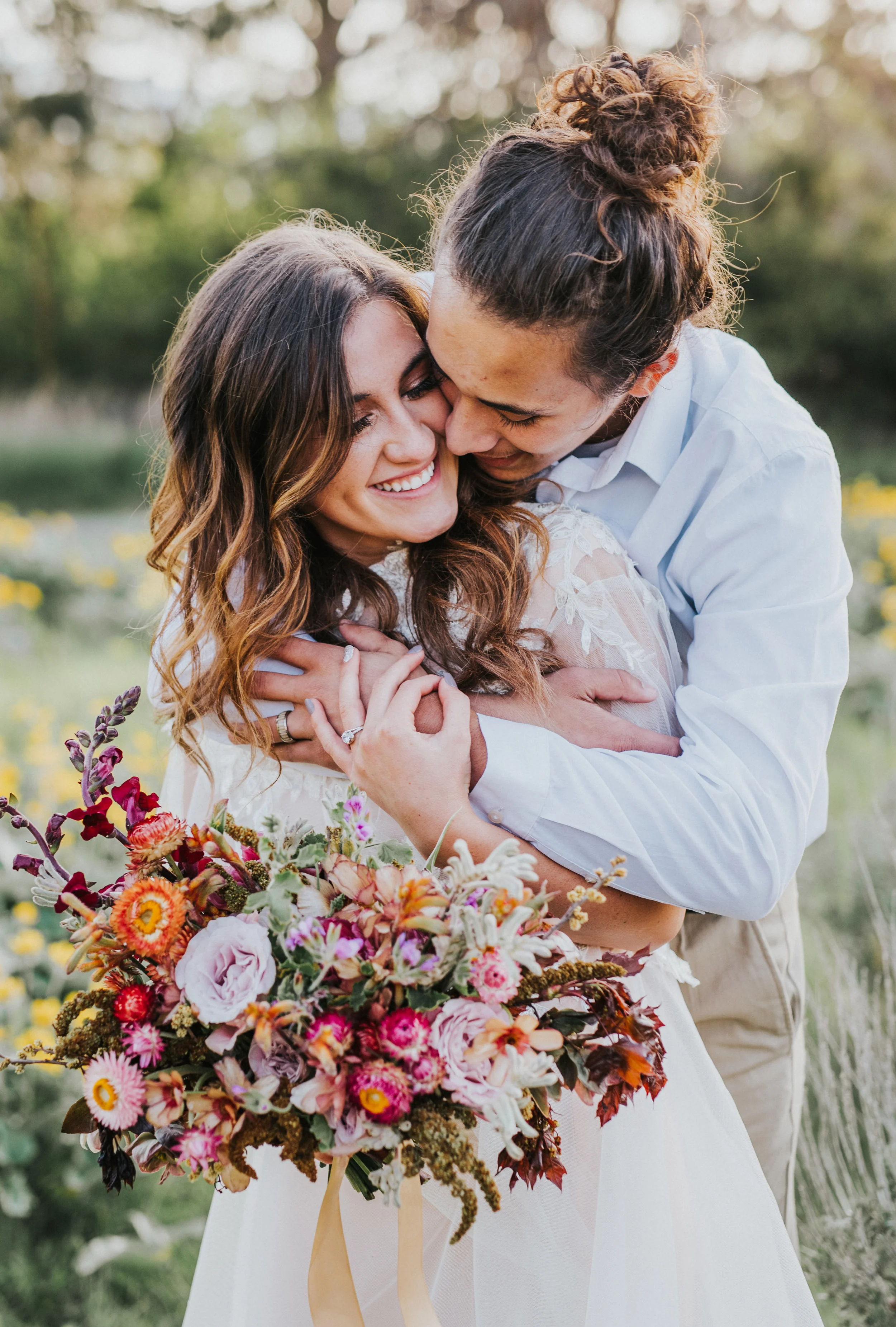  the focus collective workshop logan utah wedding photographer styled shoot bride and groom husband and wife wedding flowers bright colored flowers bridal bouquet formal session bridal session posing couple ideas engagement ring summer bridal session