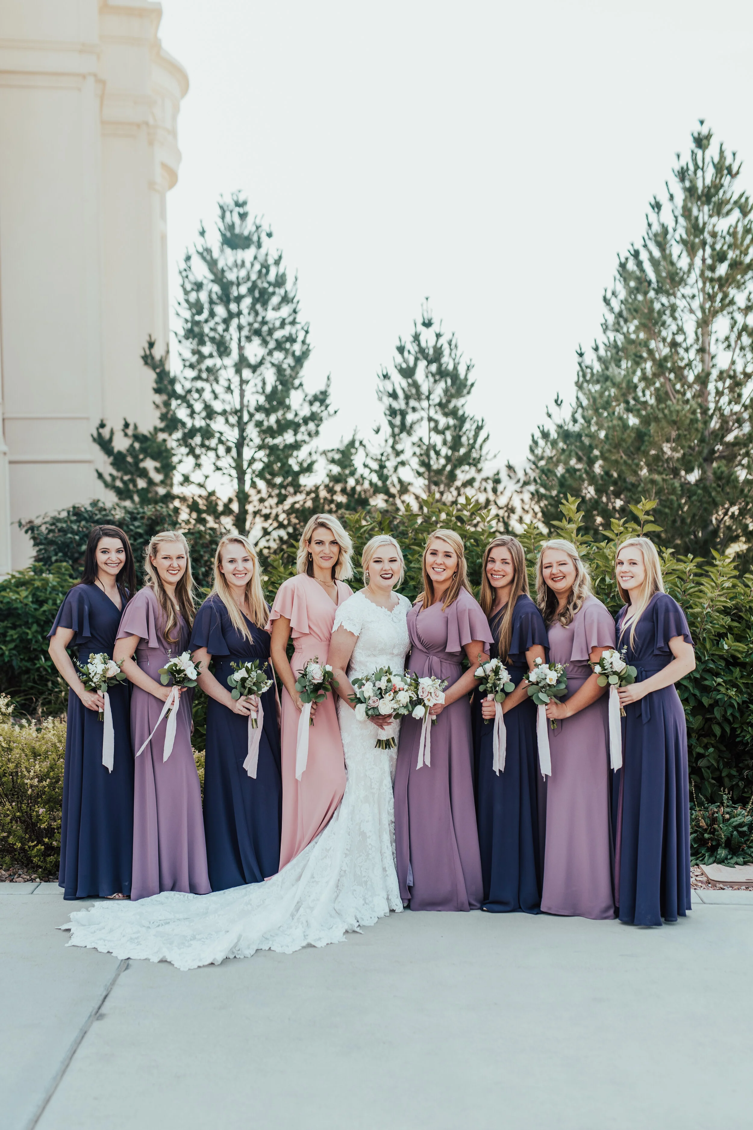  payson utah payson utah temple lds bride lds wedding modest wedding dress bridesmaid dress inspiration wedding flowers white wedding flowers wedding bouquets pink dress purple dress wedding party posing ideas hairstyles for bridesmaids long bridesma