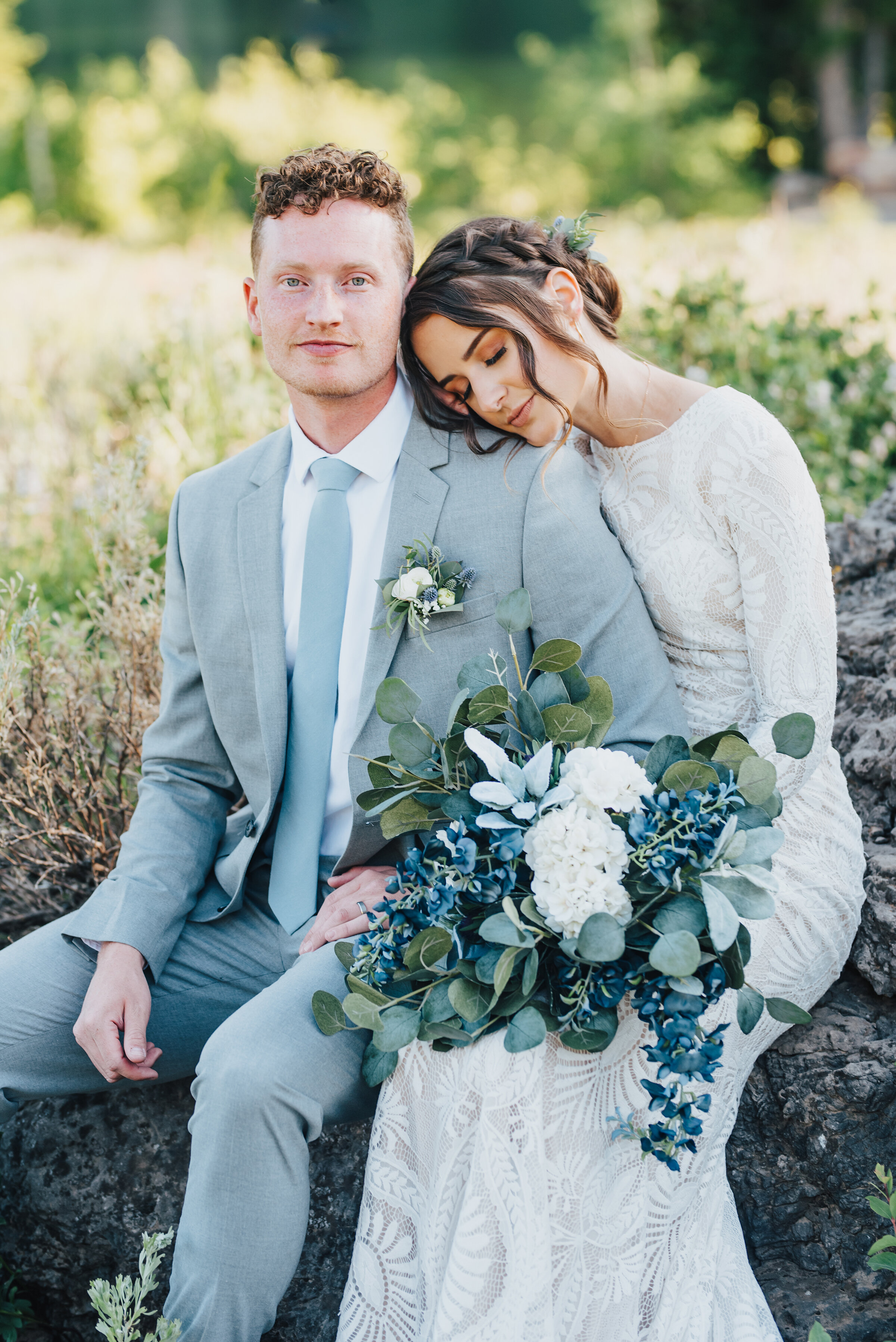Sweetest bride and groom during their formals up Logan canyon at Tony Grove. Kristi Alyse photography Logan Utah wedding photographer forest nature dreamy formals Logan canyon Tony Grove scenic bridals Northern Utah photographer Utah brides bride an…