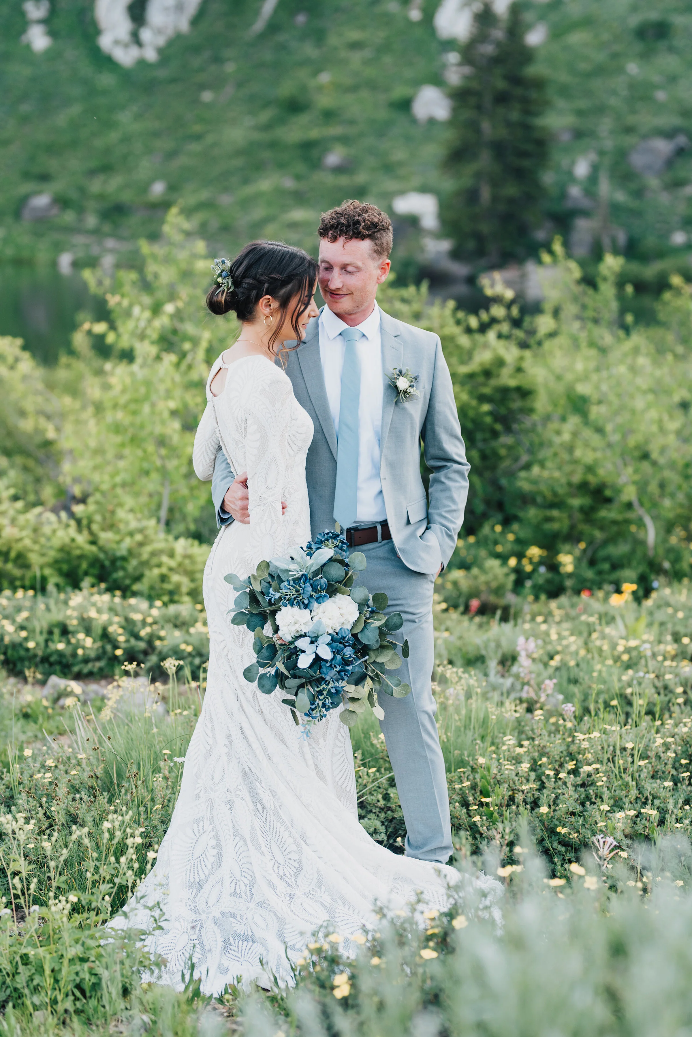  Breathtaking couple in a dreamy meadow up Logan canyon during their formals session. Kristi Alyse photography Logan Utah wedding photographer forest nature dreamy formals Logan canyon Tony Grove scenic bridals Northern Utah photographer Utah brides 