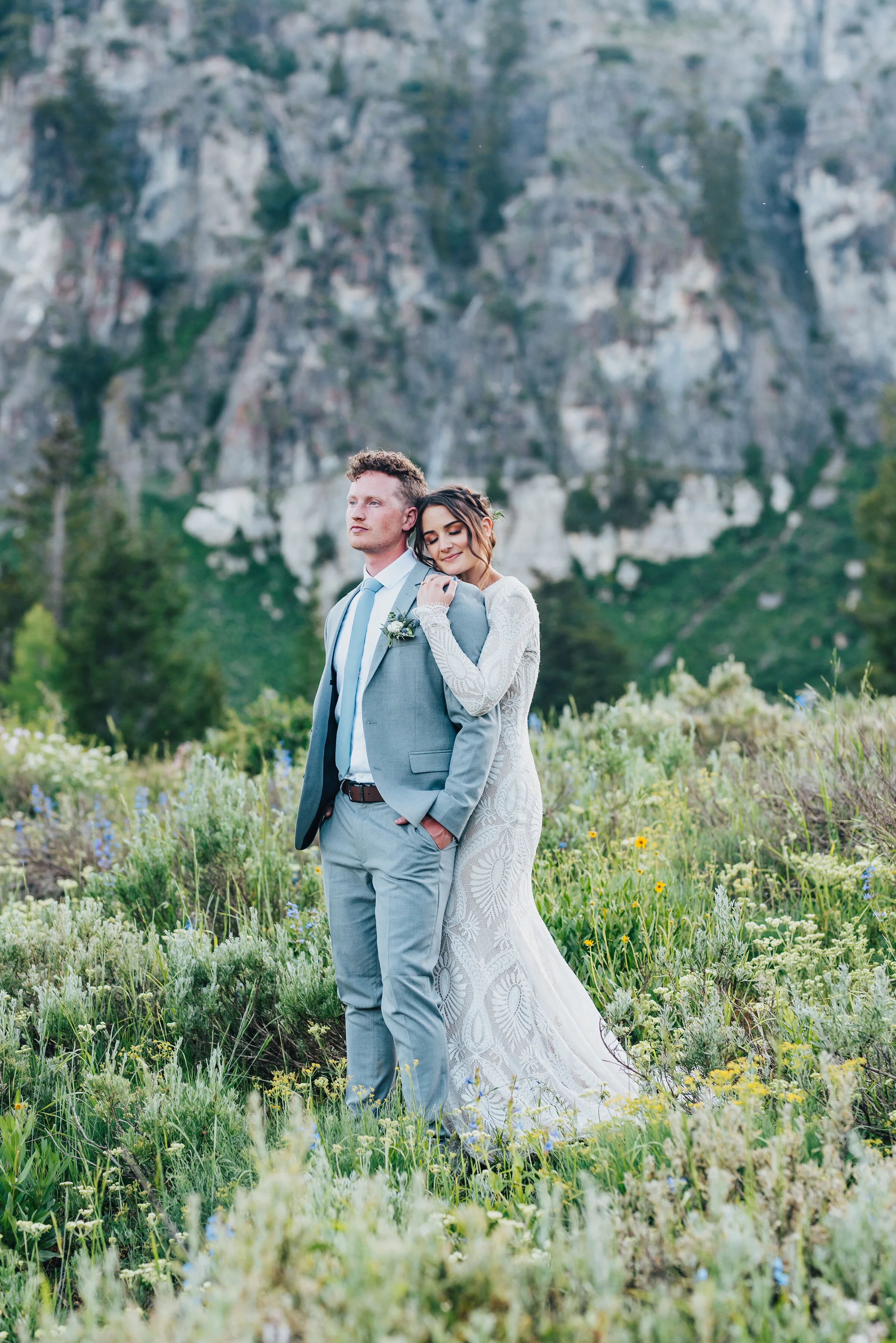  Gorgeous bride and groom surrounded by nature up Logan canyon for their formals. Kristi Alyse photography Logan Utah wedding photographer forest nature dreamy formals Logan canyon Tony Grove scenic bridals Northern Utah photographer Utah brides brid