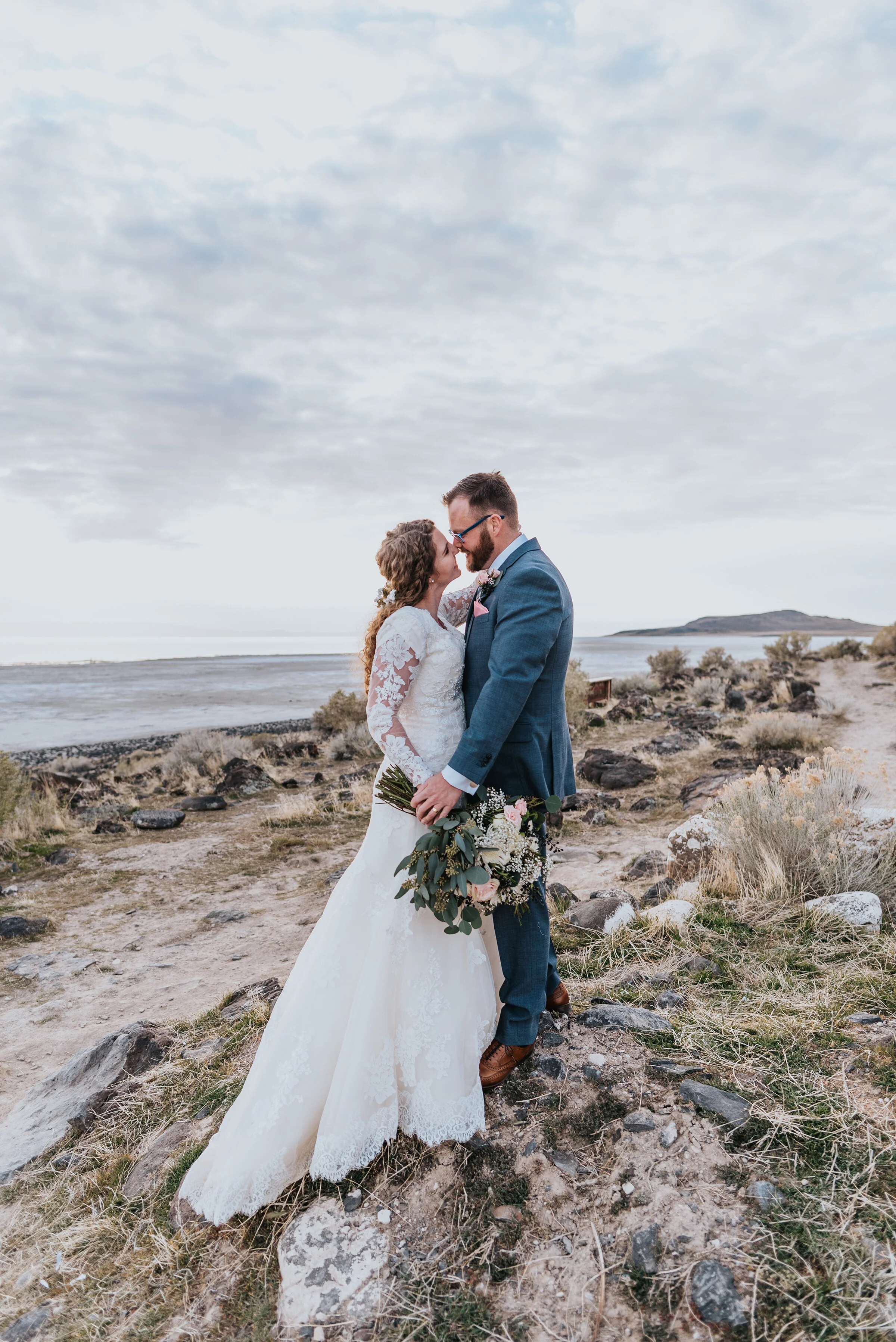 Alec + Kate Formal Wedding Photoshoot in Spiral Jetty