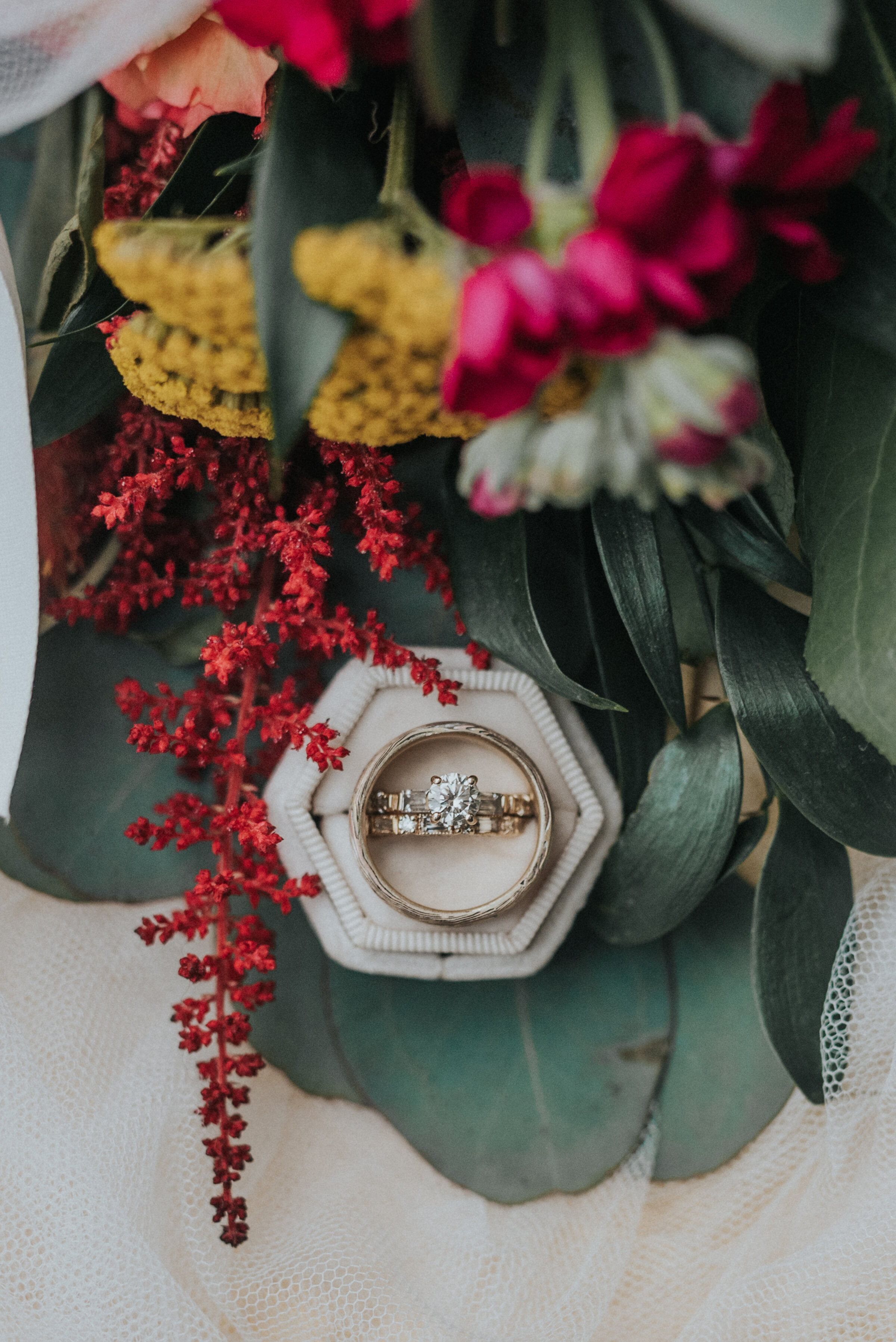  Beautiful and classic gold wedding rings with simple diamond for bride and groom in Salt Lake City by Kristi Alyse Photography. ring ideas for bride gold rings for bride simple wedding rings for couples gold couple wedding rings round diamonds for w