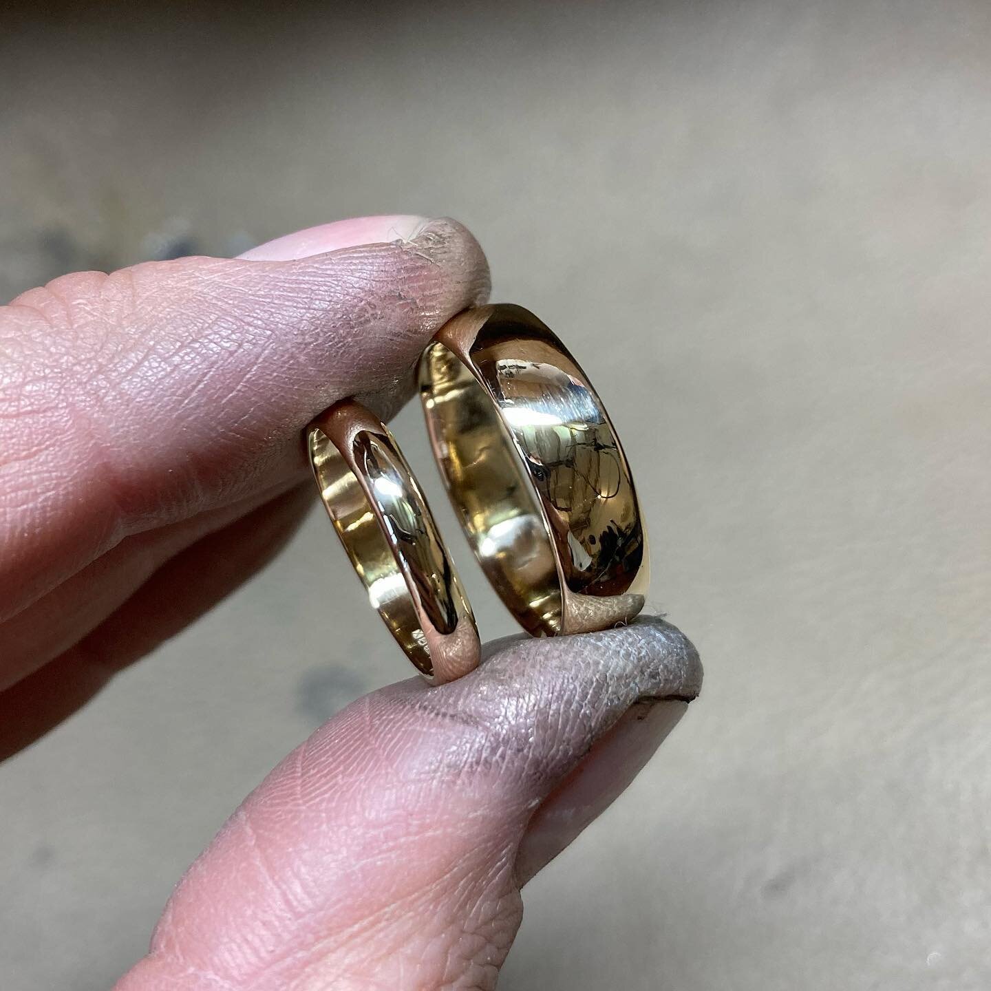 I do love how reusable gold is. These two were made a while back from my client&rsquo;s inherited gold. Melt it down, rework it and before long you&rsquo;ve got a pair of stunningly bright and shiny wedding rings that not only fit perfectly, but are 