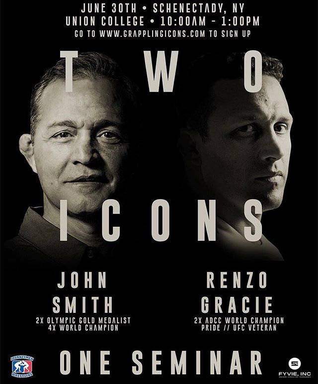 Renzo & John Smith together. #Repost @gallerrapp
・・・
Save the date: June 30th. Shenectady, NY. 🥋🥋🥋 @renzograciebjj 🤼♀️🤼♀️🤼♀️ @cowboywrestling 🥇🏆