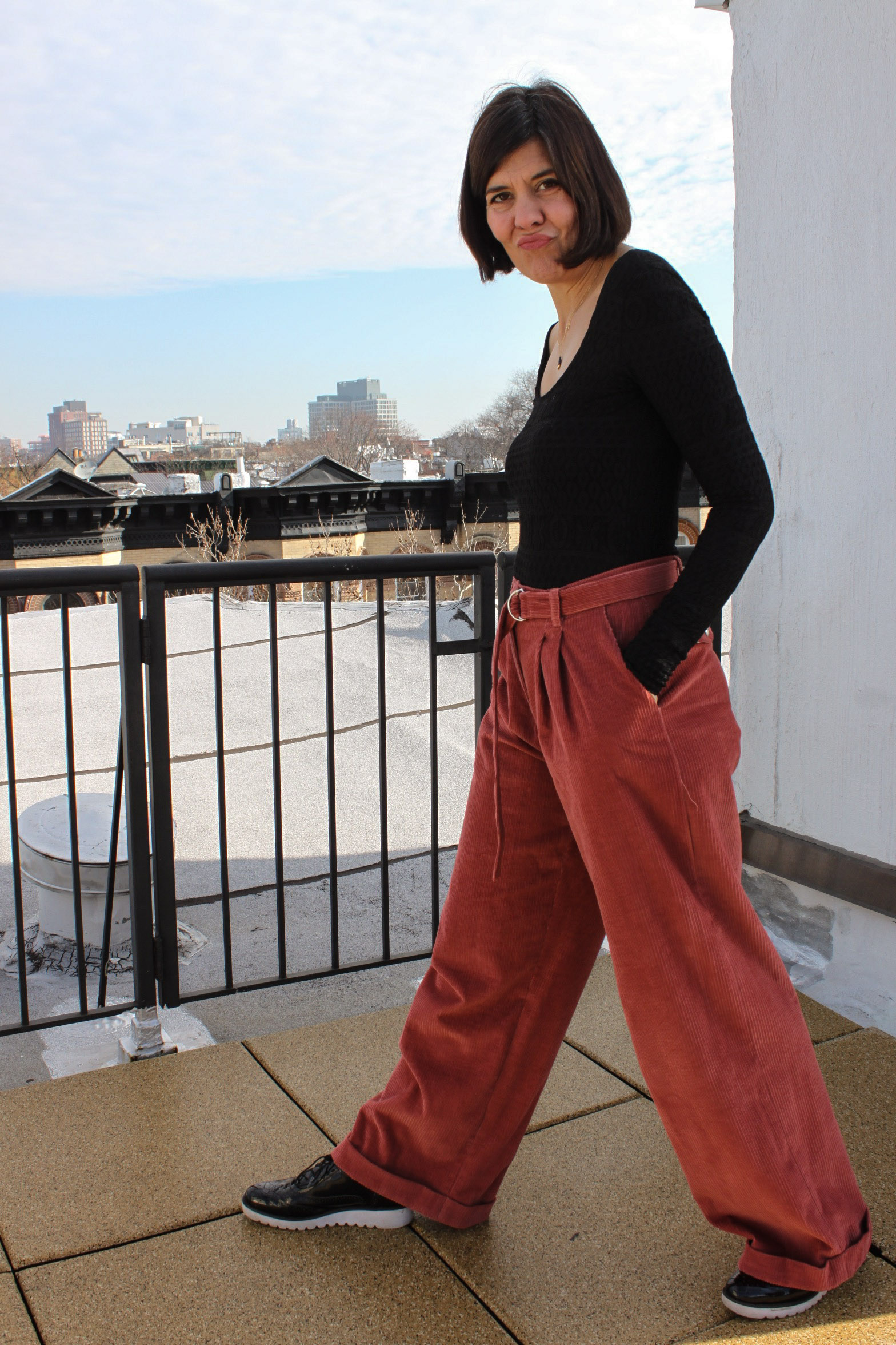Salmon Pink Baggy Pants. On the Roof! — Noble & Daughter
