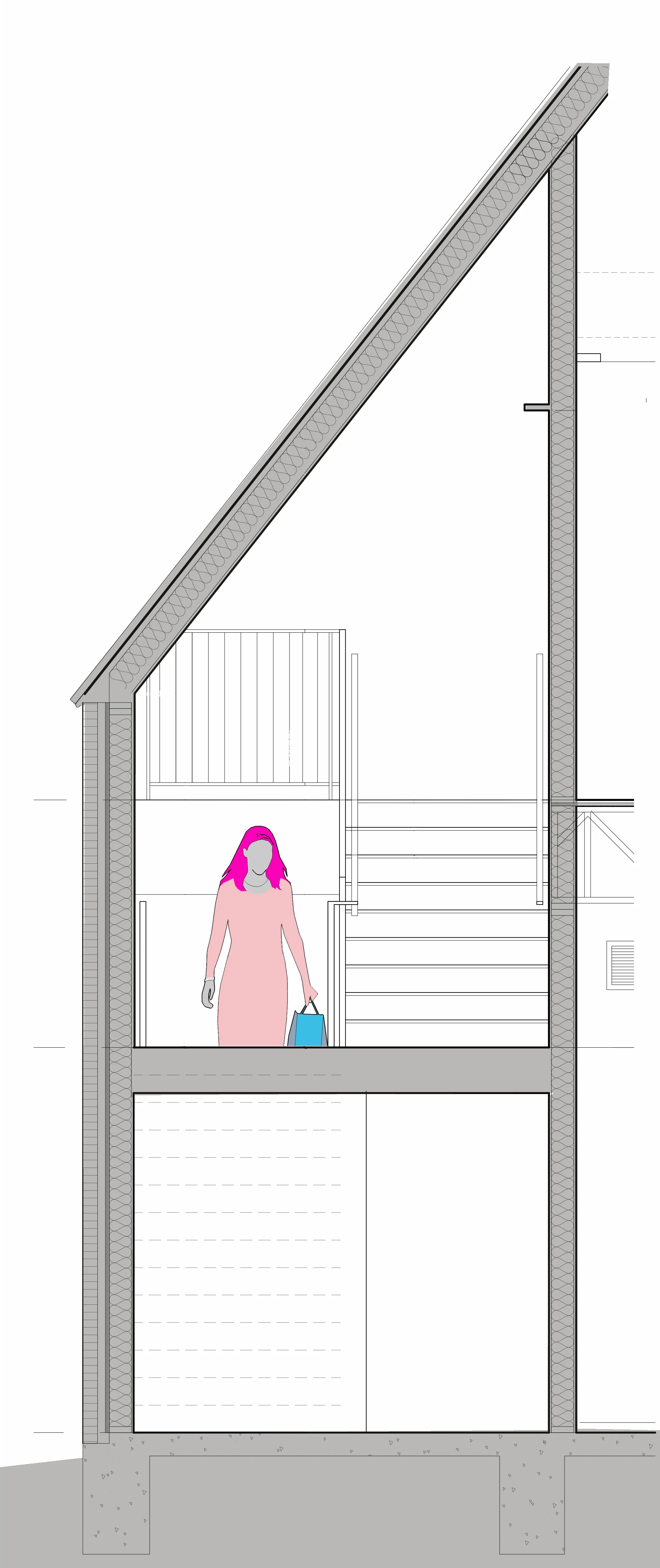 Cross section through interior stair