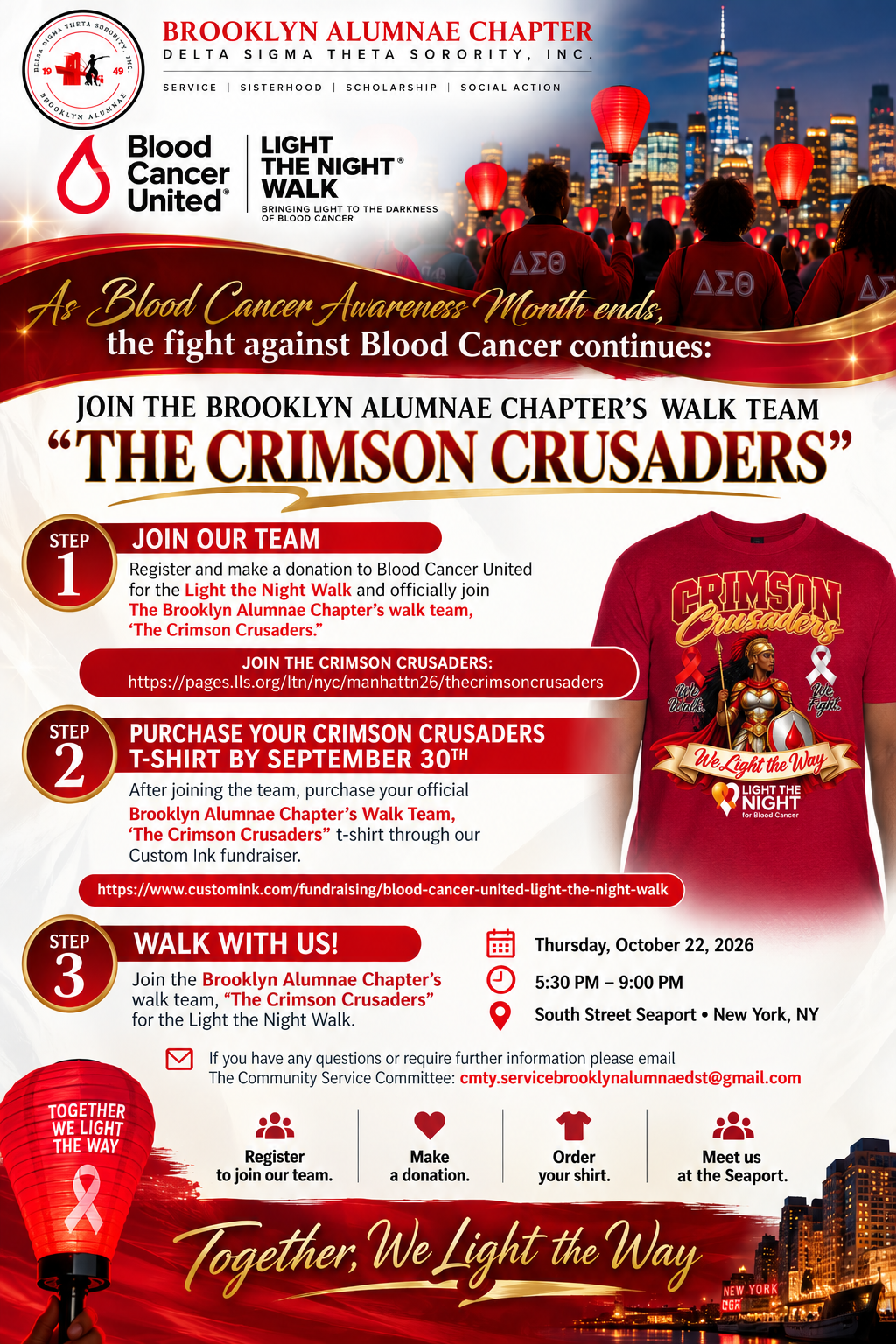 THE BROOKLYN ALUMNAE CHAPTER'S WALK TEAM, "THE CRIMSON CRUSADERS”
