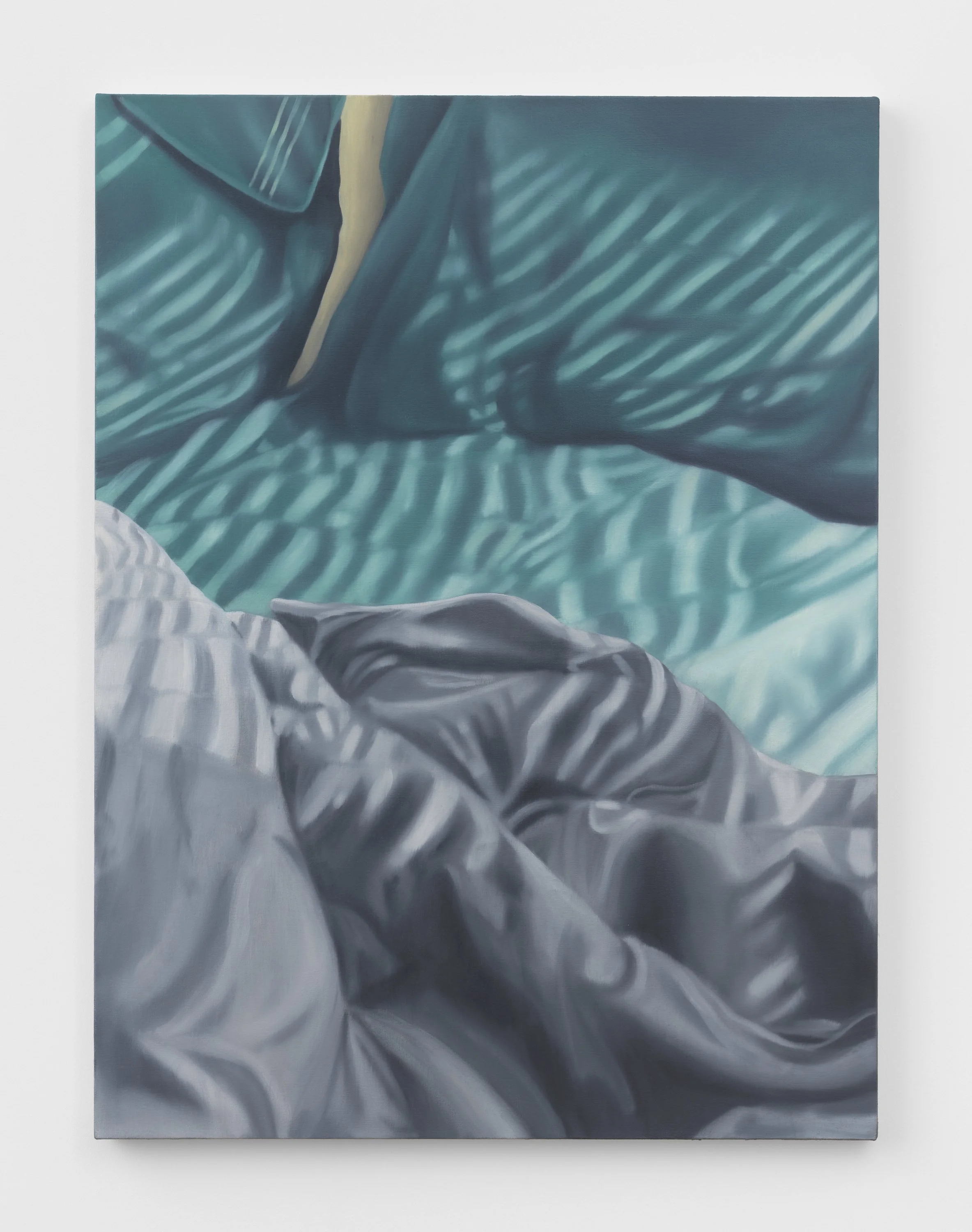   Green Sheets , 2022, Oil on canvas, 40 x 30 inches 