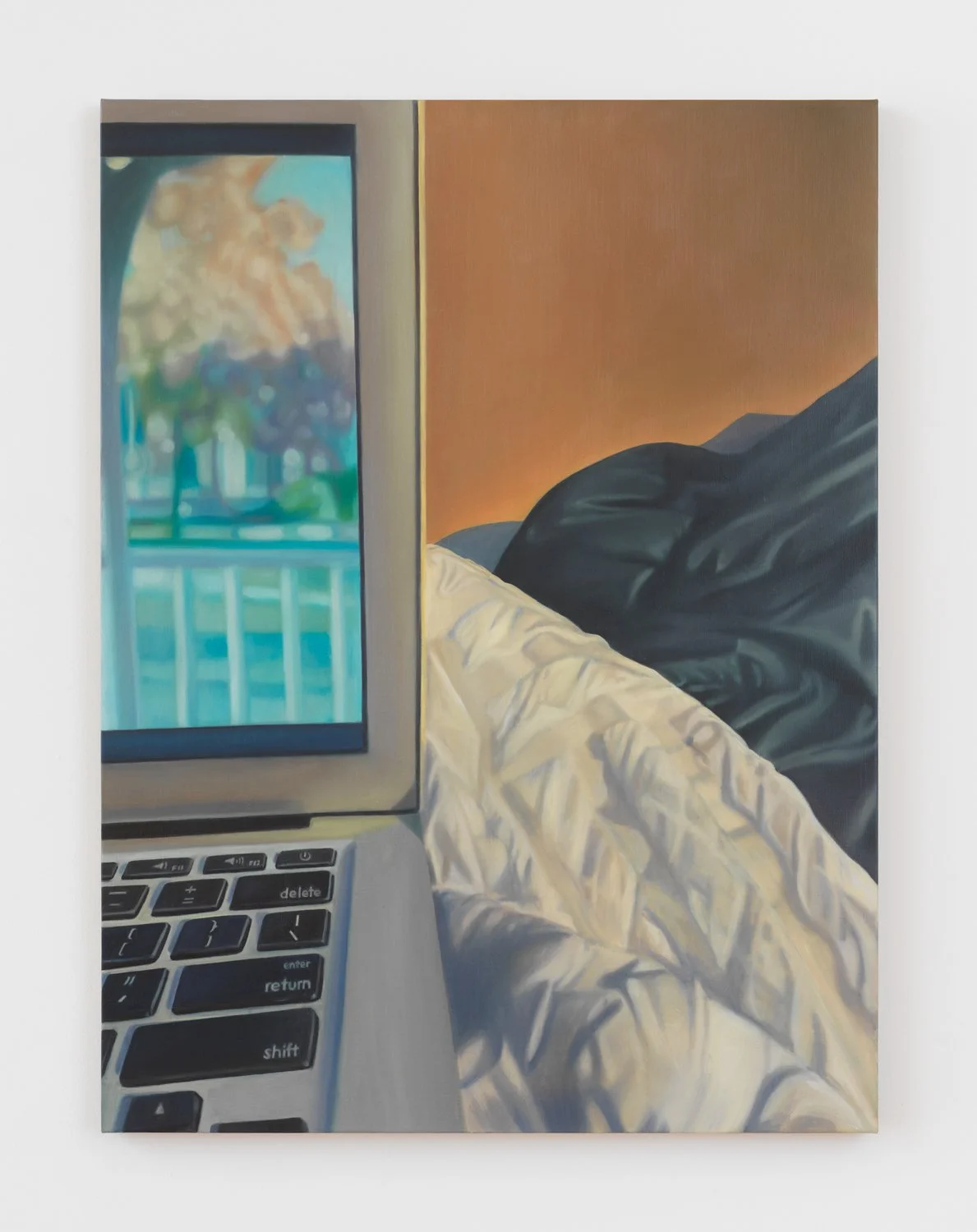   Laptop II , 2024, Oil on linen, 40 x 30 inches 