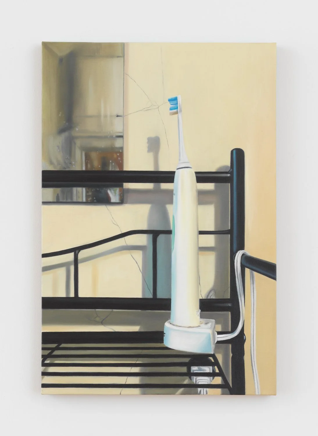   Toothbrush , 2024, Oil on linen, 27 x 18 inches 