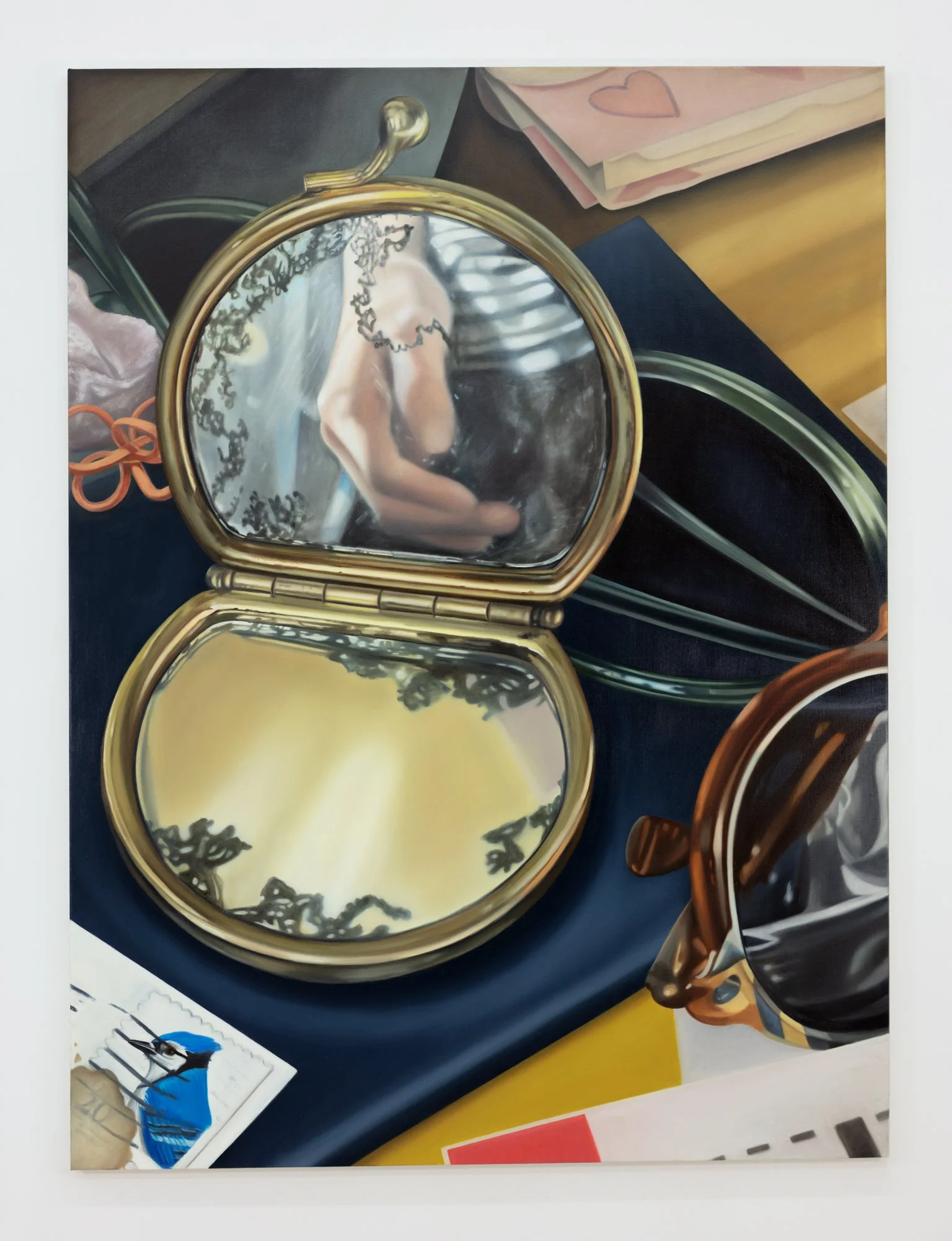   Compact Mirror , 2025, Oil on linen, 64 × 48 inches  