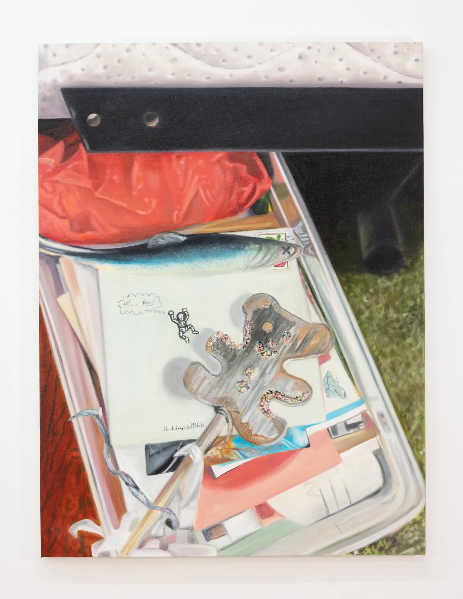   Box of Letters , 2026, Oil on linen, 40 x 30 inches 