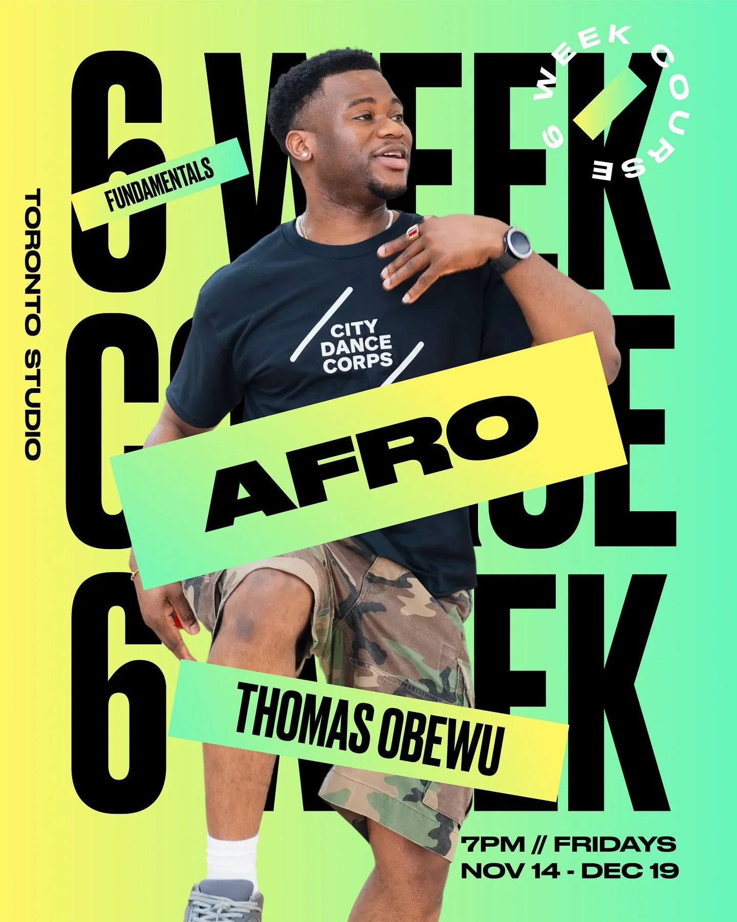 This is your sign to deepen your basics and dance with more confidence.
Thomas teaches Afro in a way that feels supportive, fun, and super clear -  perfect if you want to build a strong foundation without feeling overwhelmed.

Fridays // 7PM
Nov 14 &