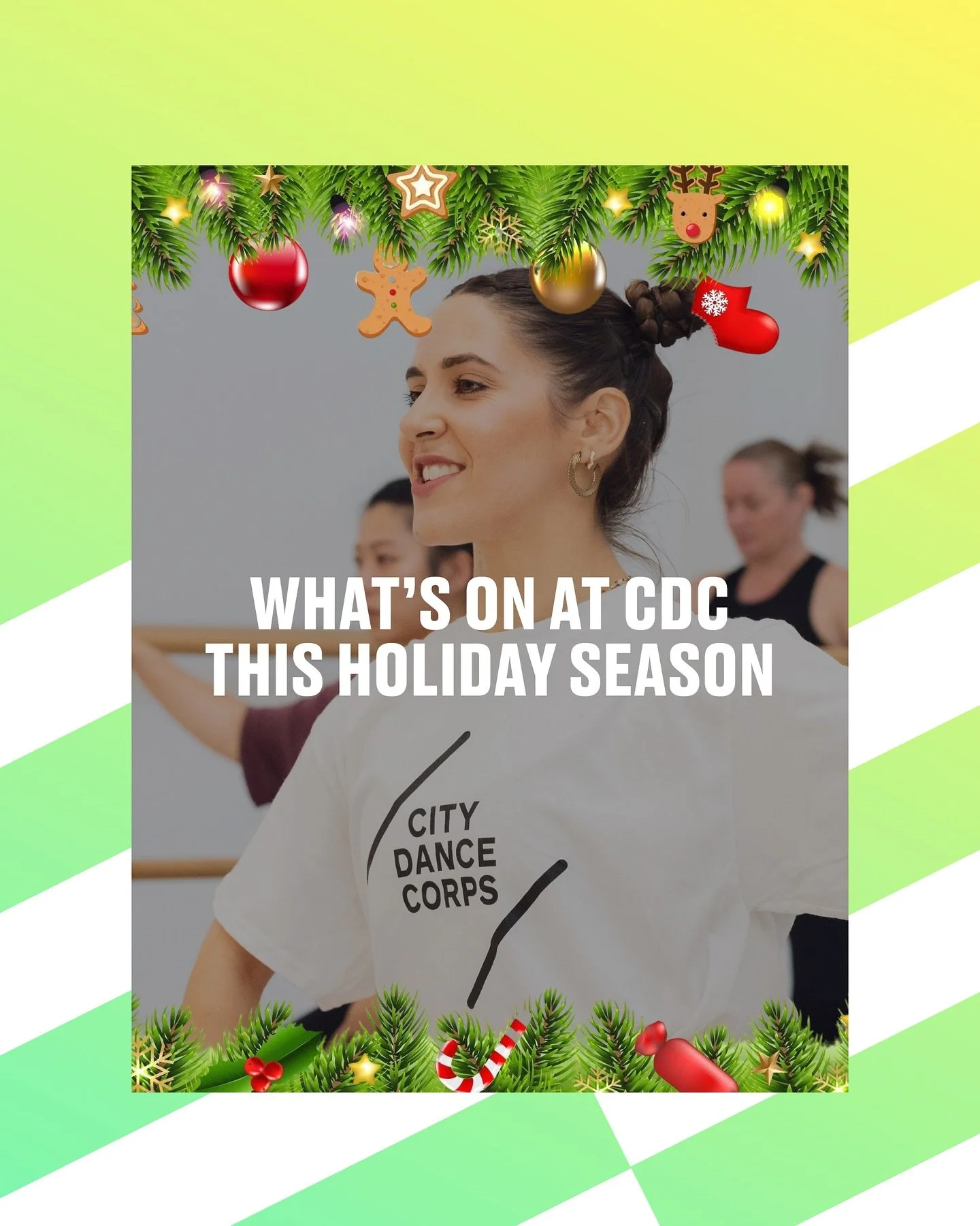 Your CDC Holiday Lineup 🎄
Workshops, challenges, and seasonal deals to keep you moving through the holiday season.

Swipe to explore what&rsquo;s on: Black Friday offers, Nutcracker, Rockette Kickline, Santa Baby Heels, the December Dance Challenge,