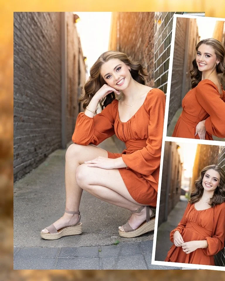Giana totally rocked her senior session! 💃 We started off in the cutest alley with that perfect exposed brick backdrop (I&rsquo;m obsessed 😍), then ended the night chasing the golden hour glow in an open field. Between all the laughs, giggles, and 