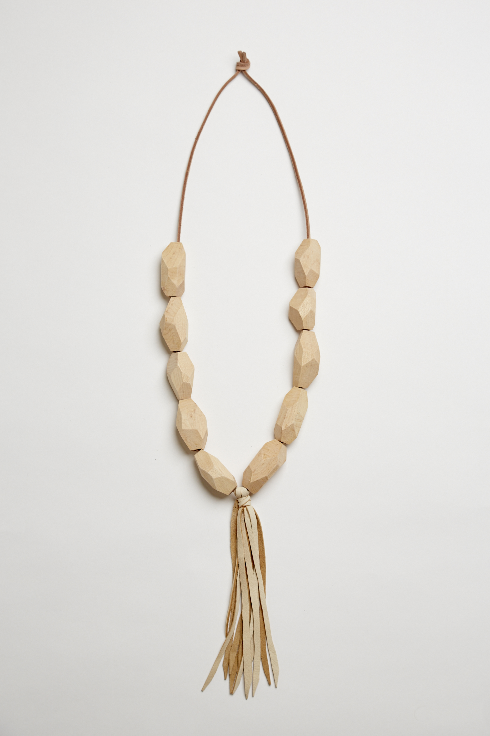maple necklace with leather tassel