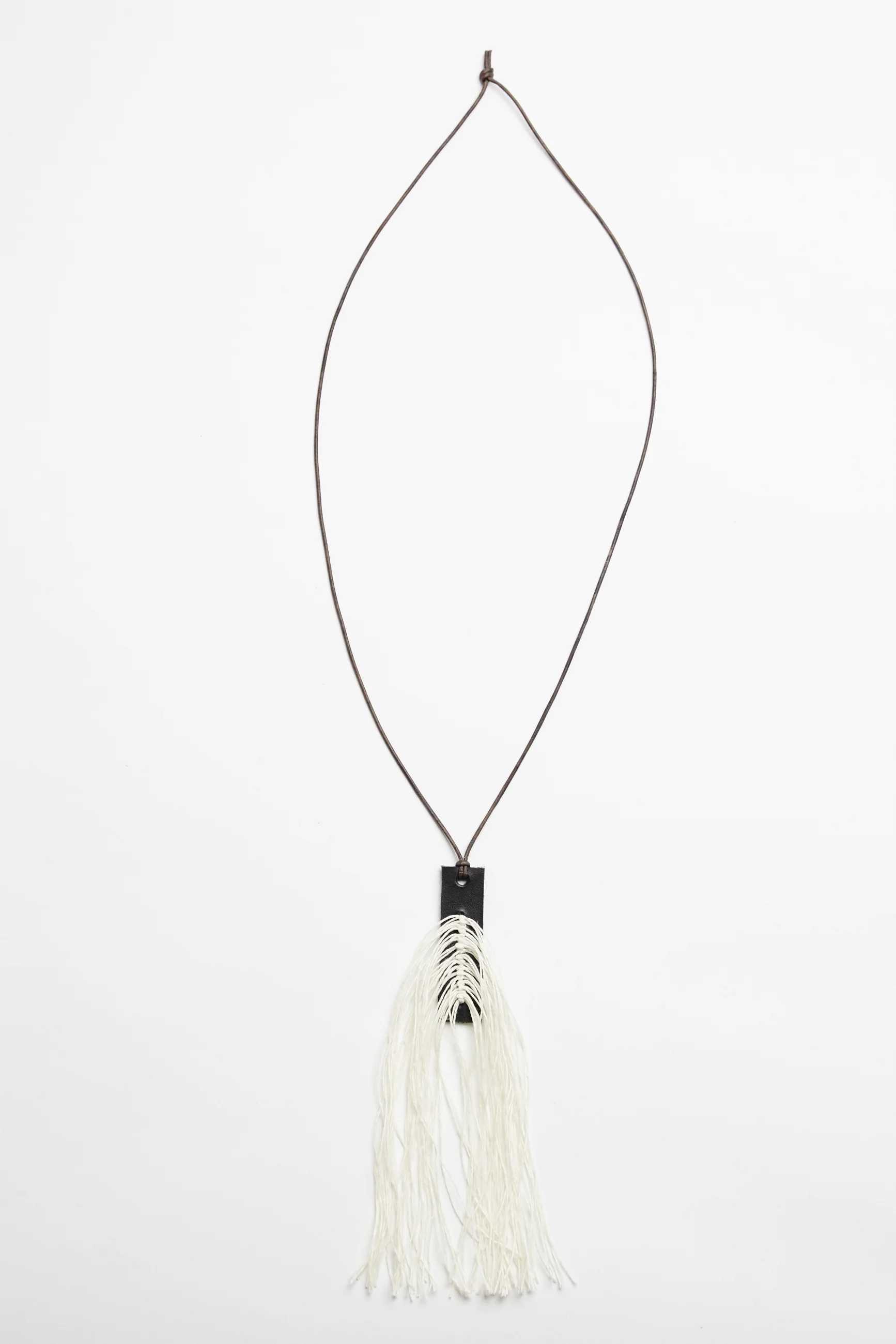 white and black fringe necklace