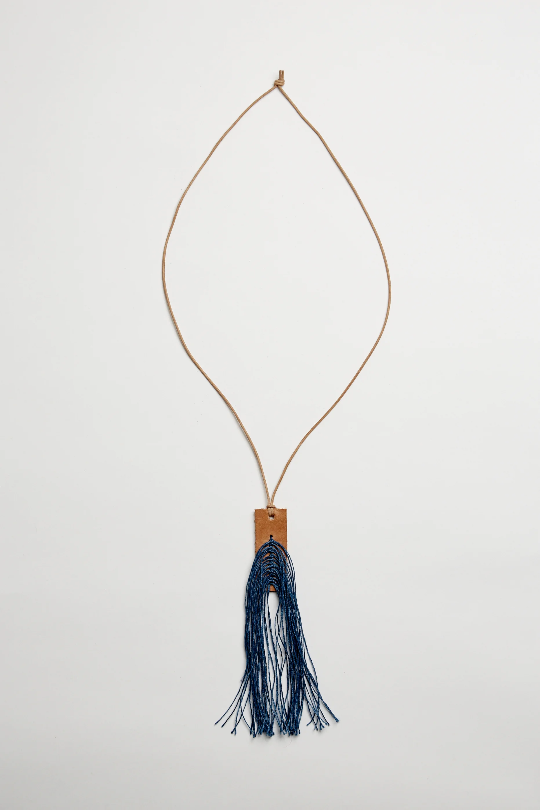 indigo and nude fringe necklace