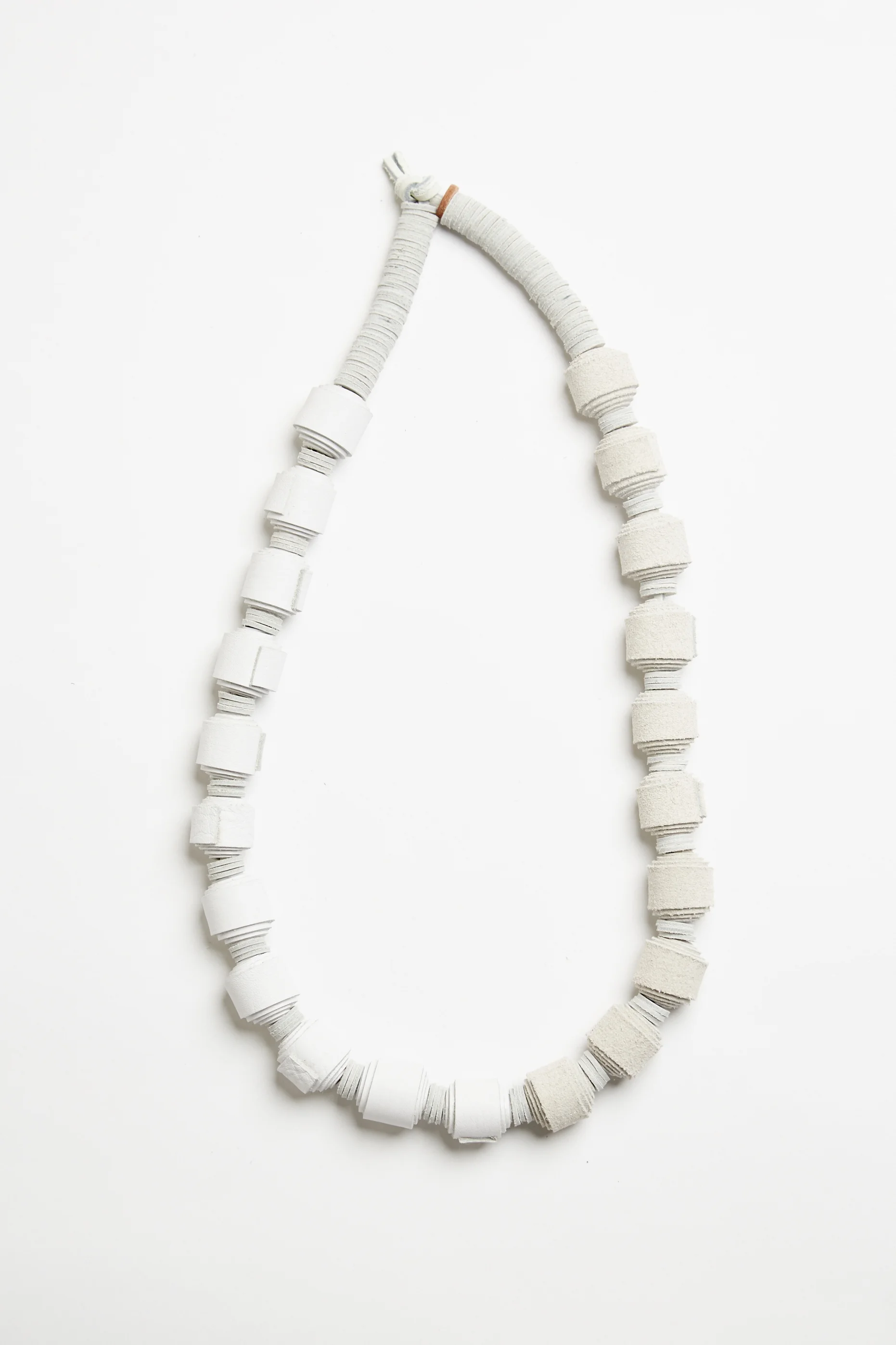white leather bead necklace