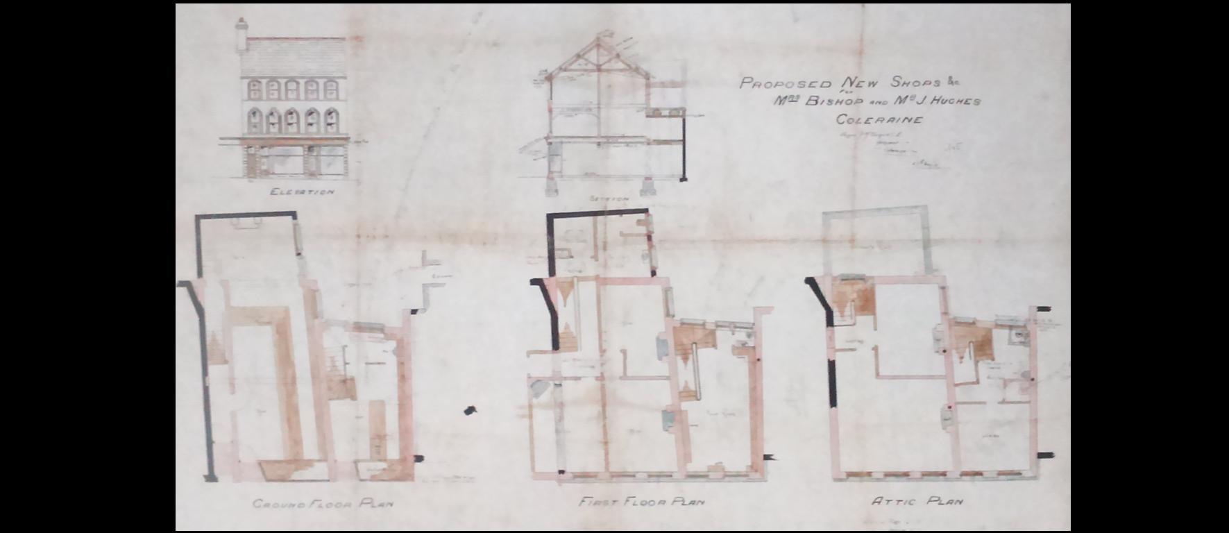 Plans from 1905 for new Premises for Mrs Bishop