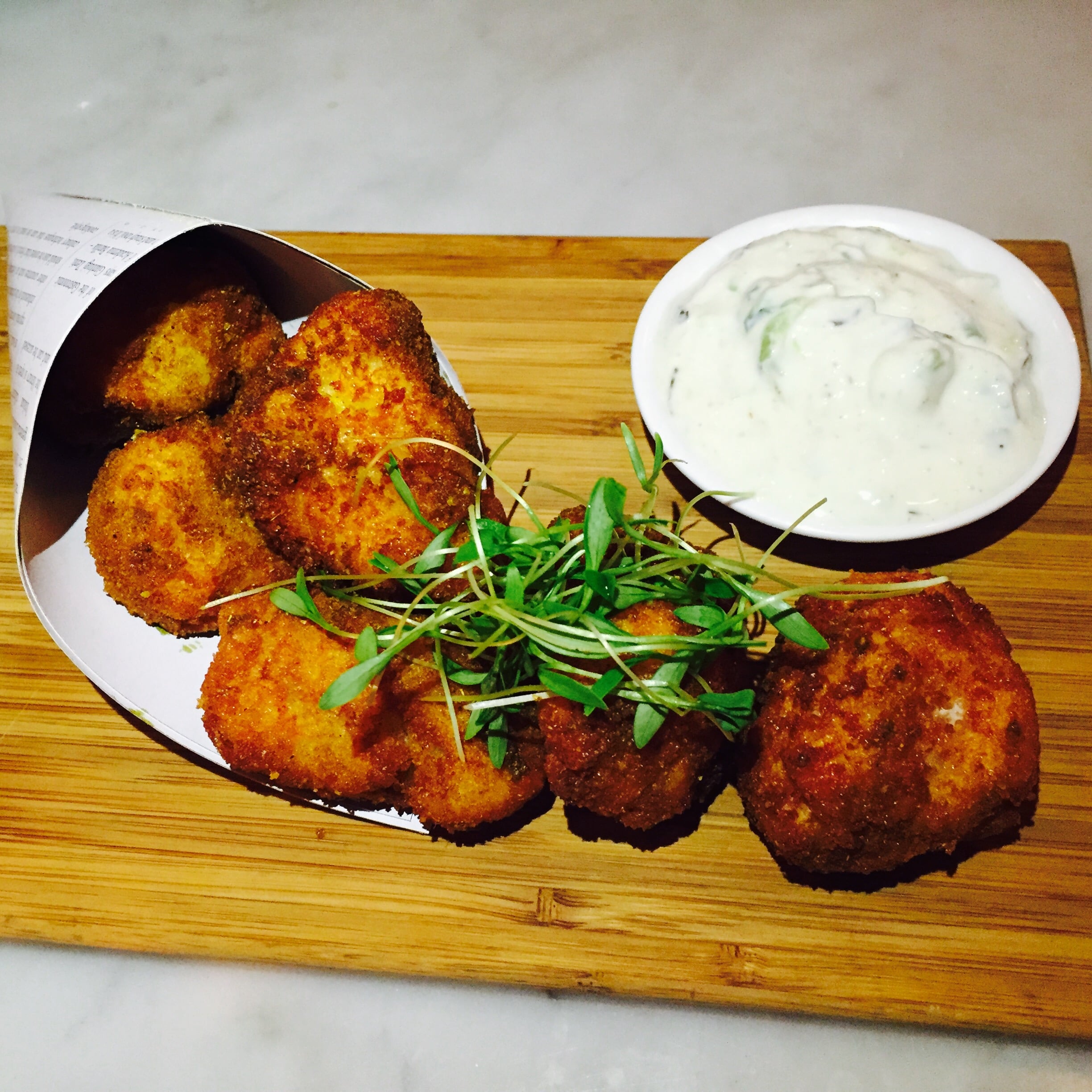 Cauliflower Popcorn with raita.