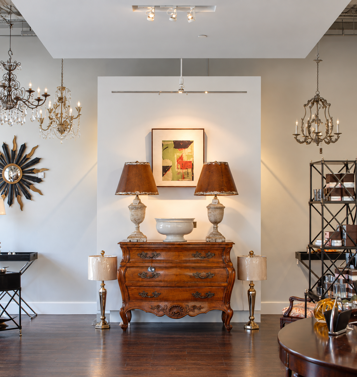 Elegant boutique interior with antique chest.png