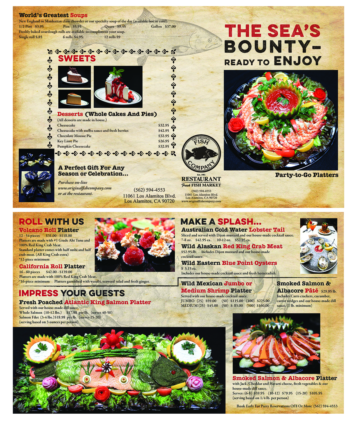 Original Fish Company catering brochure